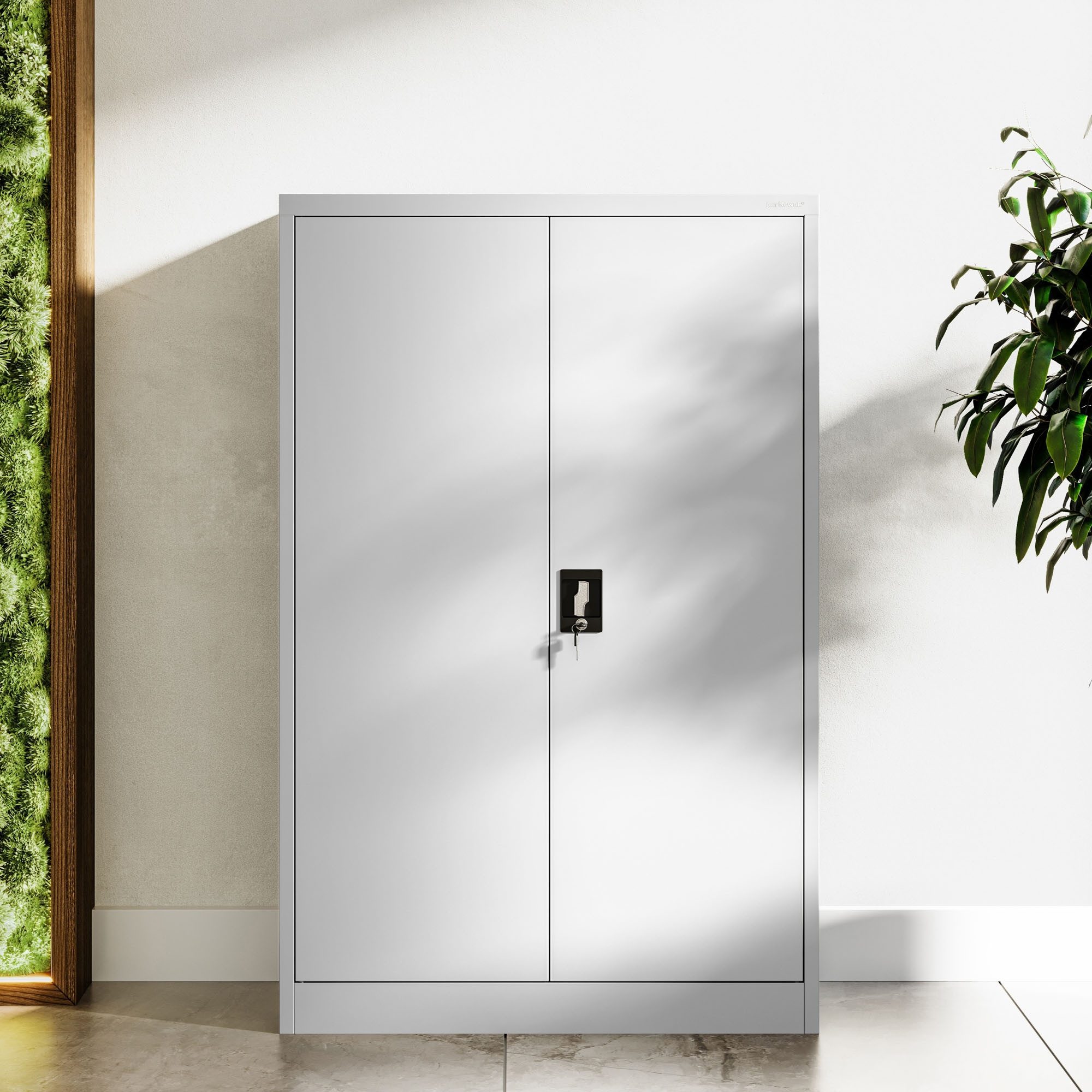 Jan Nowak Aktenschrank Metall Büroschrank abschließbar 90 cm KEVIN 3 Böden Stahl kompakt (Stahl 0,6 mm Wandmontage möglich PZH-zertifiziert 140 cm) Aktenschrank 30 Ordner Schloss 2 Schlüssel robust 5 Farben