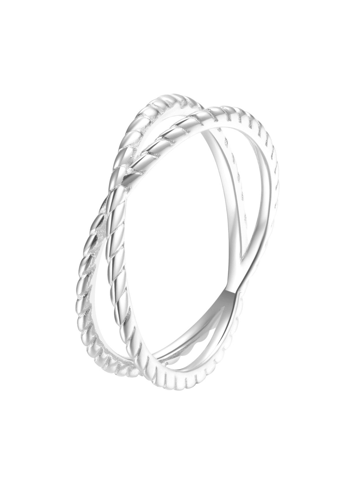 Hey Happiness Fingerring Doppel Roségold 18K Vergoldet, Ring Damen Silber 925, Silber Wickelring Überkreuz, Geschenk Idee