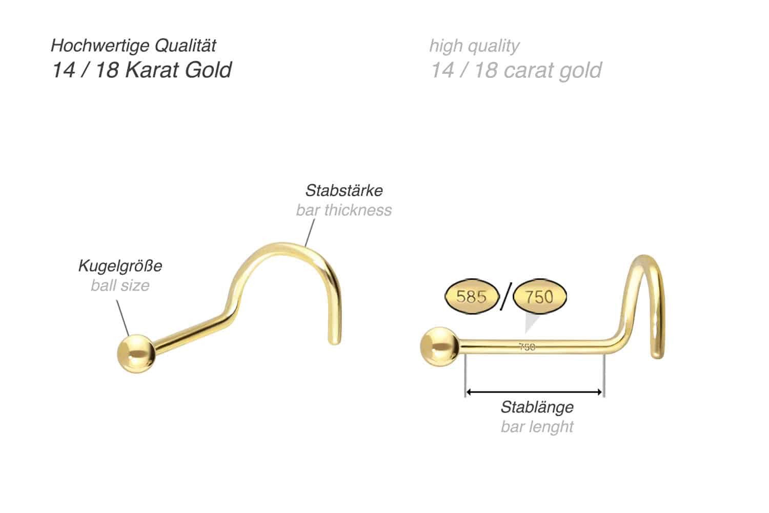 PIERCINGLINE Nasenpiercing 14/18 Karat Gold Nasenstecker günstig online kaufen
