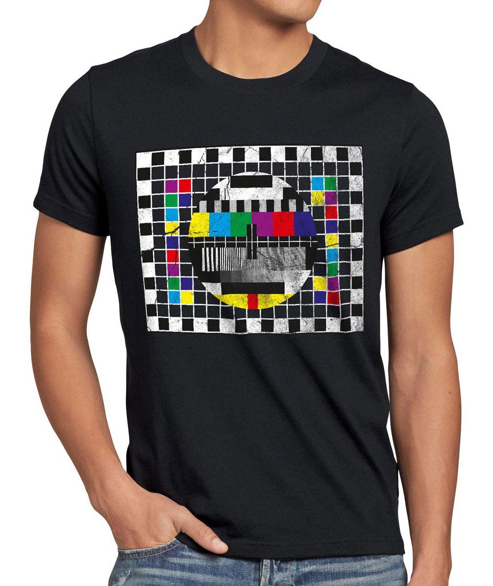 style3 Print-Shirt Herren T-Shirt Testbild big bang sheldon TV monitor retro fernseher LED theory schwarz