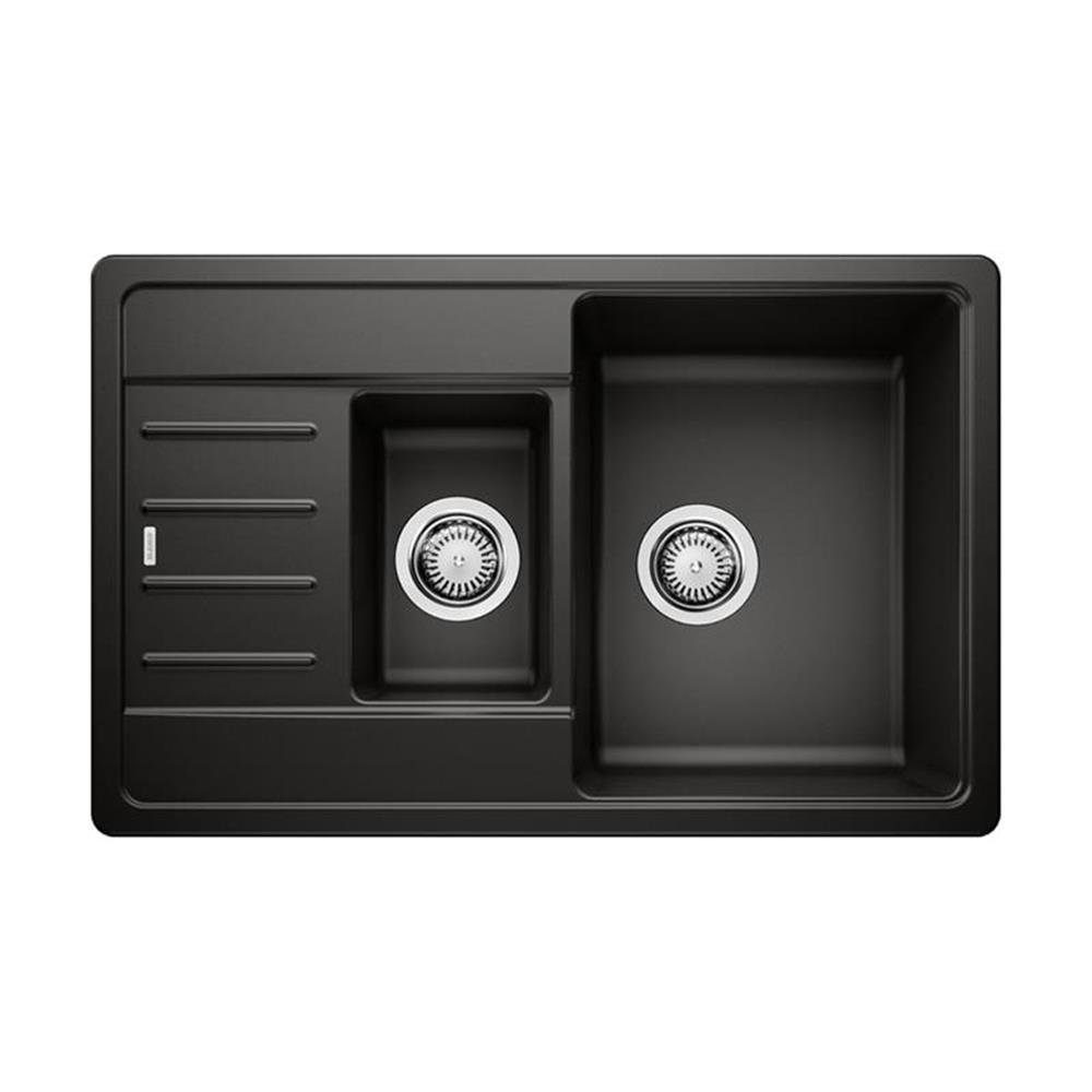 BLANCO CLASSIC NEO Granitspüle | 1 Becken + Abtropffläche, Perlgrau, Für 60 Cm Unterschrank – Inkl. SmartCut-Schneidbrett & Edelstahlschale