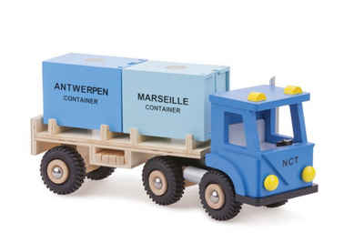 New Classic Toys® Spielzeug-LKW Hafenwelt • Holz-Lastwagen mit 2 Containern • Produktlinie "Harbor Line", (3-tlg)