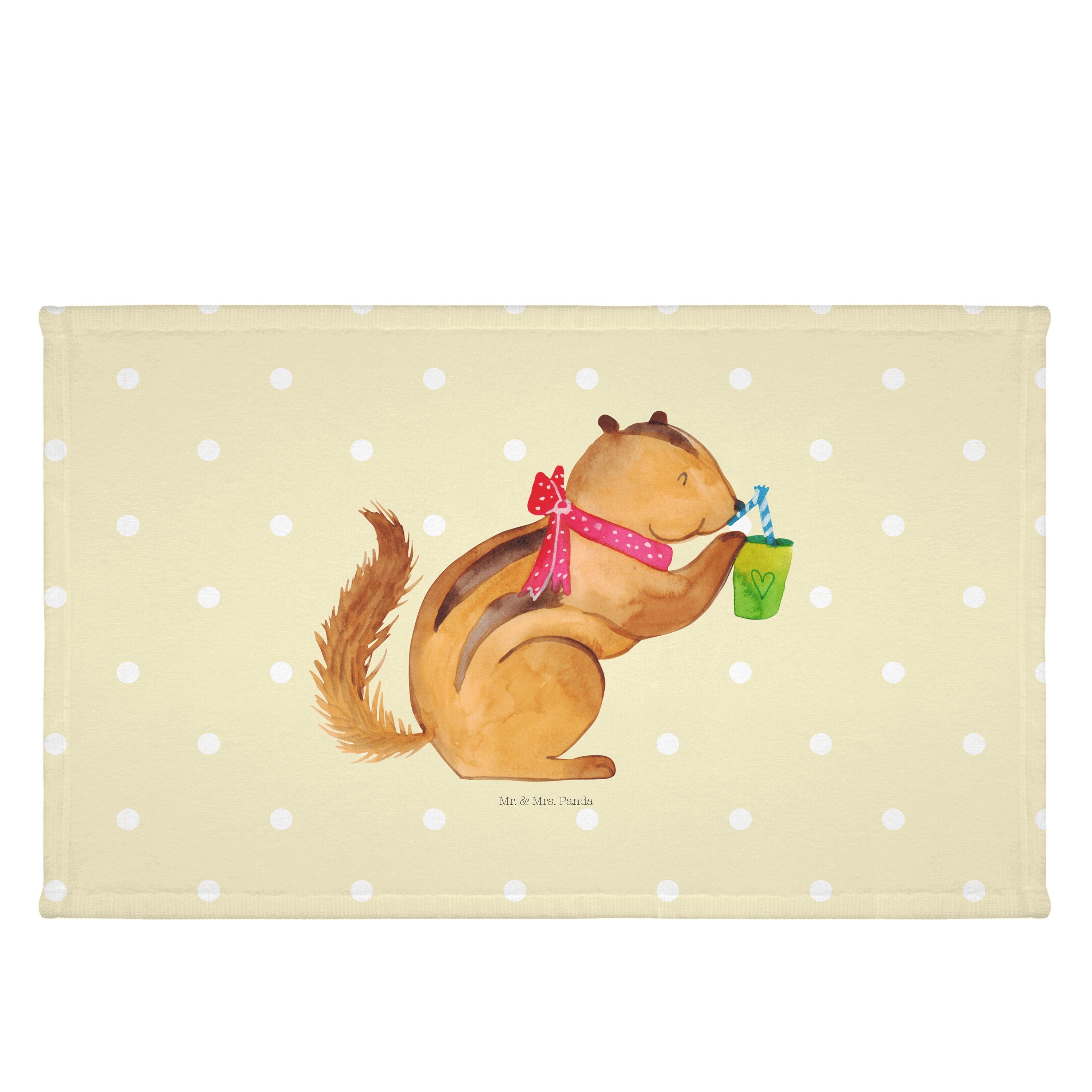 Mr. & Mrs. Panda Handtuch Eichhörnchen Smoothie - Gelb Pastell - Geschenk, Baby, Badezimmer, Gu, (1-St)