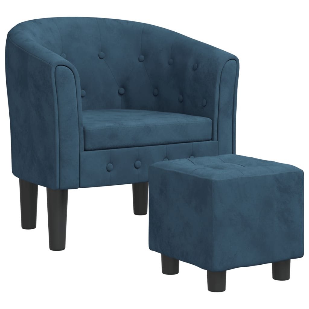 furnicato Cocktailsessel Moderner Clubsessel mit Fußhocker Dunkelblau 70x56x68 cm (1-St)