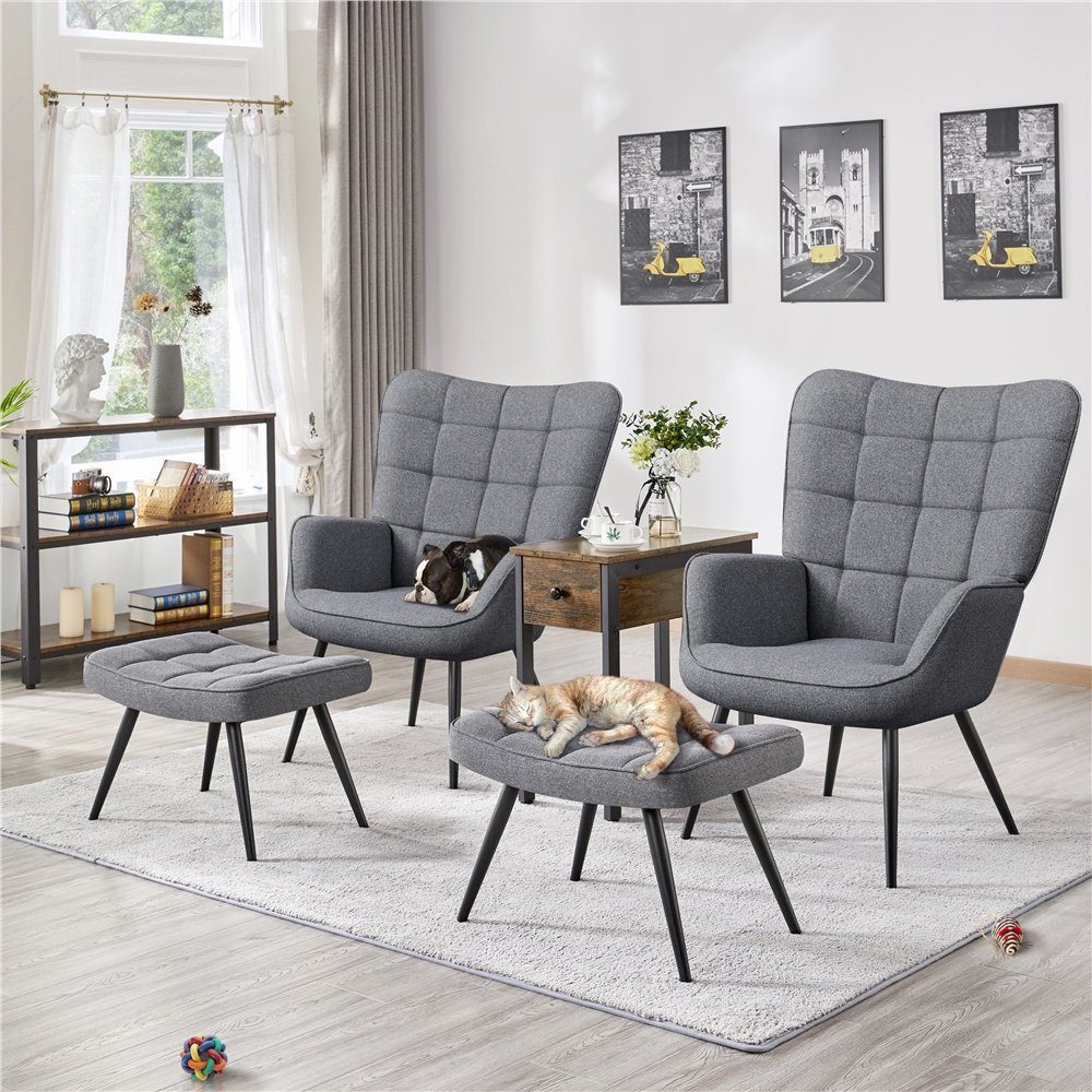 Yaheetech Relaxsessel, mit Hocker Lehnstühle Vintage günstig online kaufen