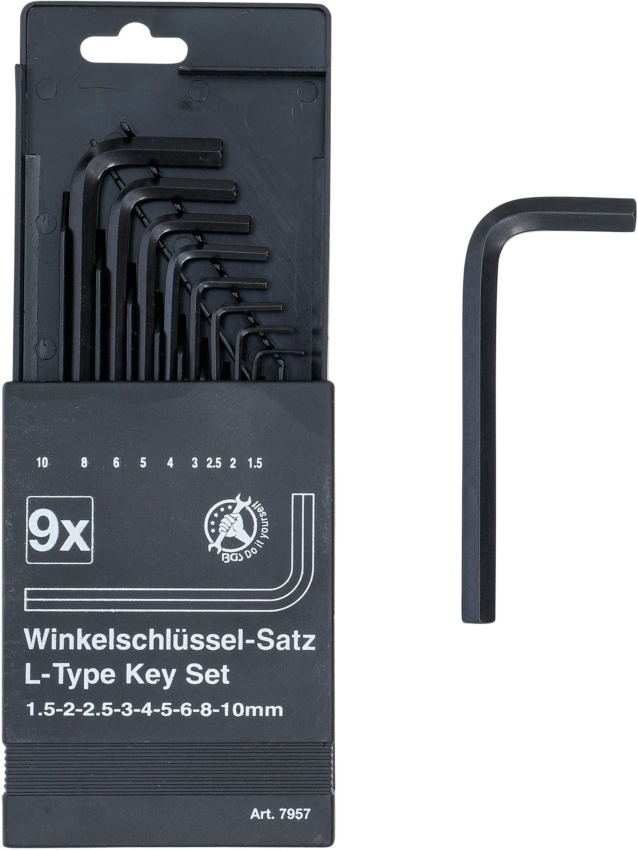 BGS technic Bit-Schraubendreher Winkelschlüssel-Satz, Innensechskant 1,5 - 10 mm, 9-tlg.