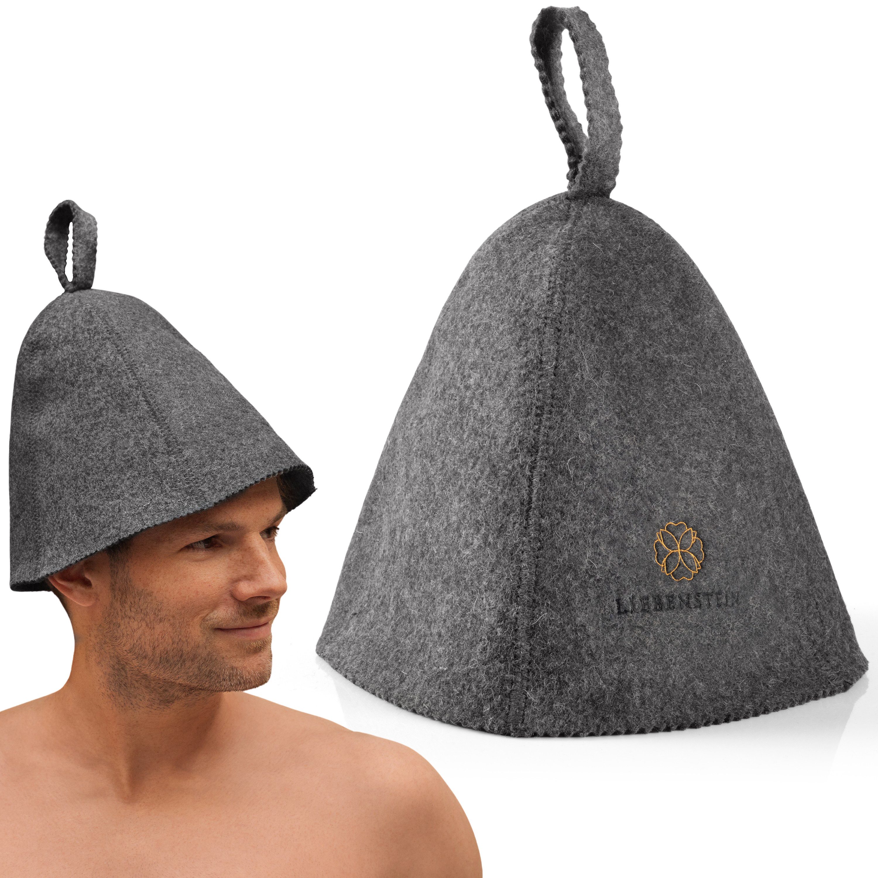 Liebenstein Filzhut Saunahut Damen & Herren – Sauna Mütze handgefertigt, 100% Wolle Hitzebeständig, atmungsaktiv, handgefertigt, Schlaufe zum Aufhängen