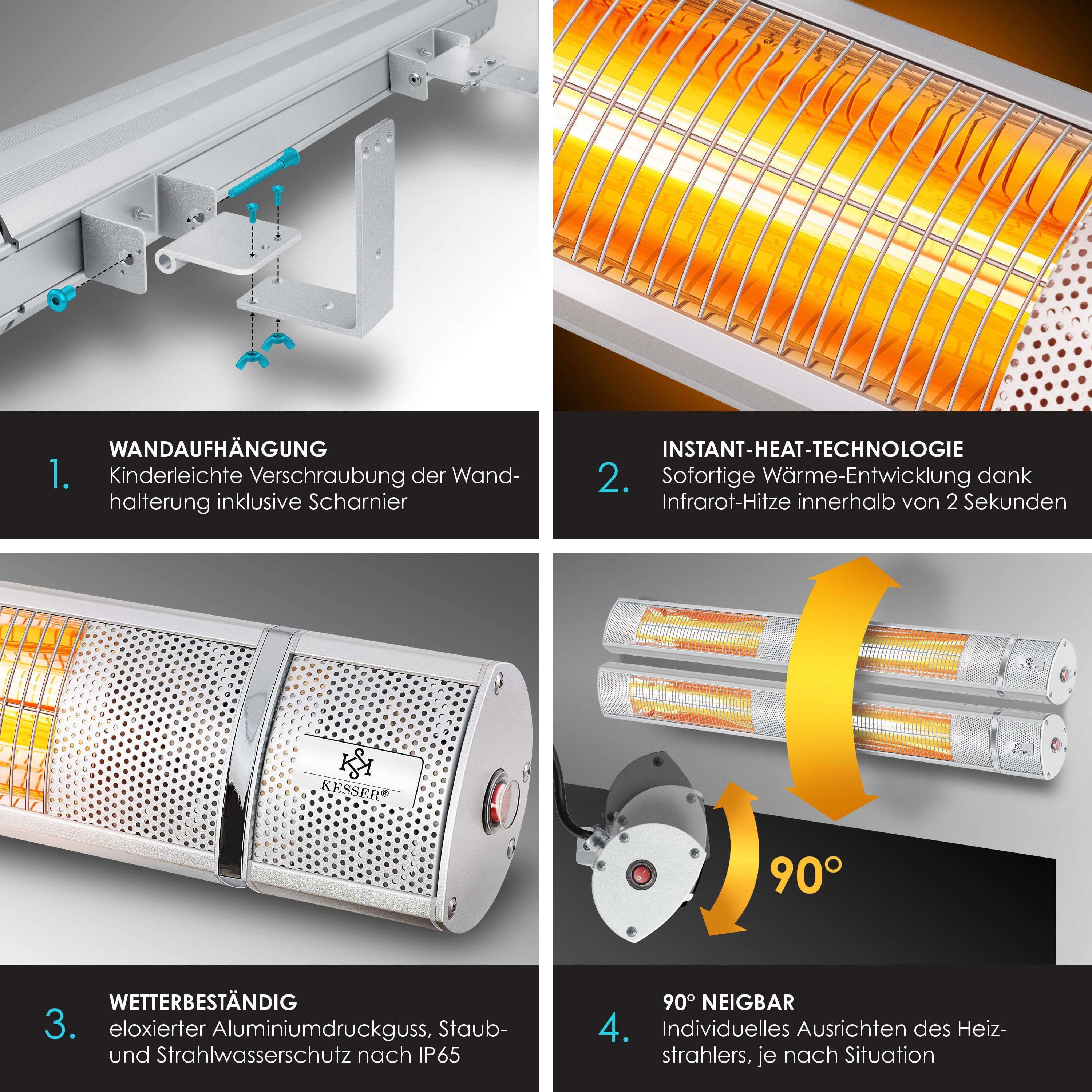 kesser infrarot heizstrahler 3000w
