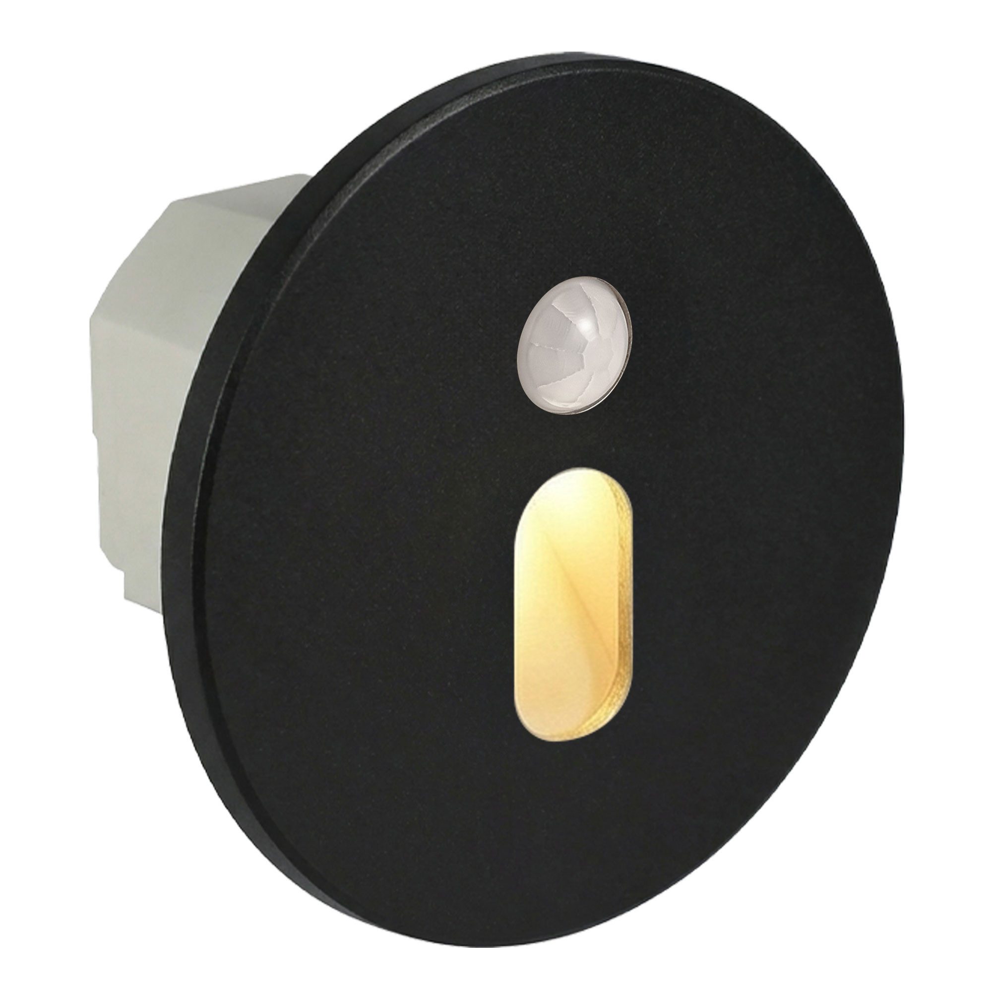 Maxkomfort LED Einbauleuchte - Treppenbeleuchtung Modular mit/ohne Bewegungsmelder - Stufenlicht, mit Bewegungsmelder, LED fest integriert, 3 Lichtfarben einstellbar - Wandeinbauleuchte Treppe Innen Rund/Eckig