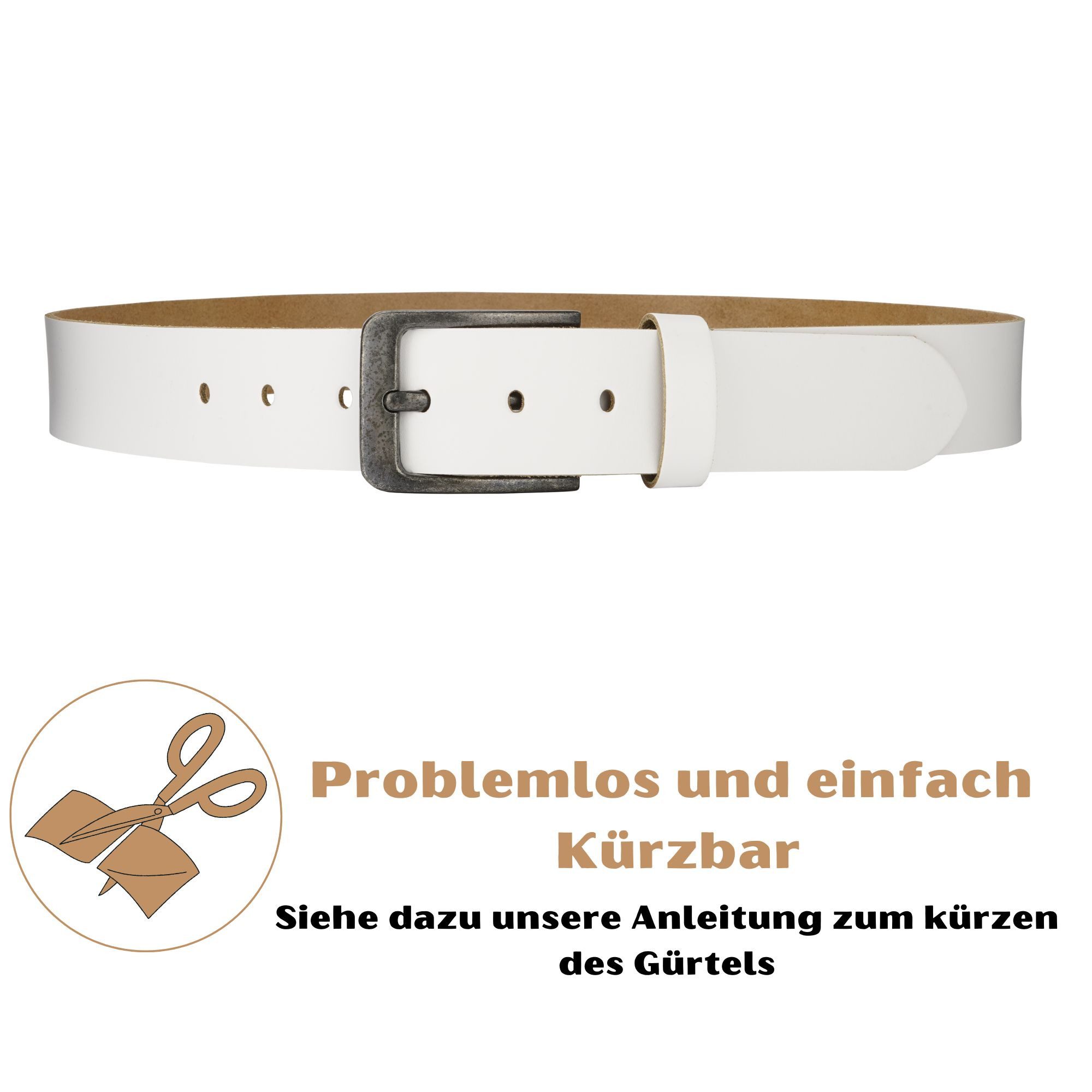 Manza Ledergürtel Gürtel Ledergürtel 4cm breit Echt Leder Jeansgürtel Unisex Kürzbar