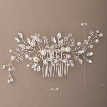 zggzerg Diadem Blume Hochzeit Haarkämme Kristall Braut Kopfschmuck Perlen Haarschmuck