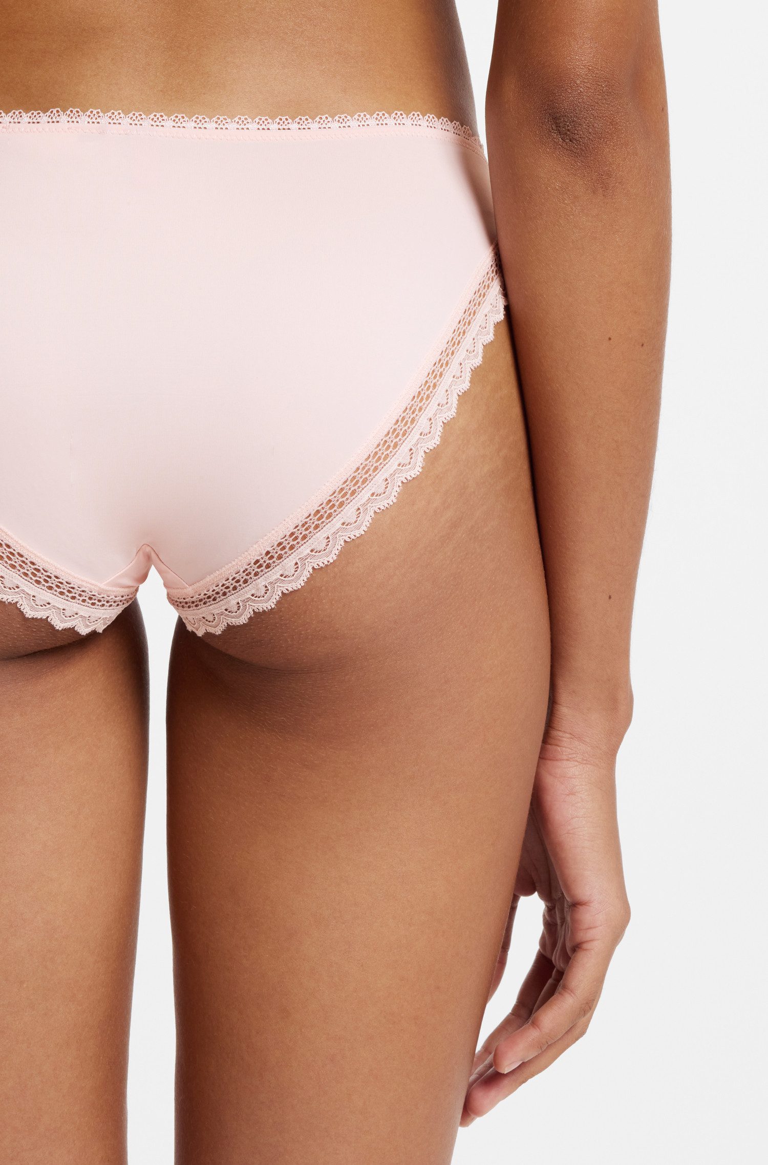 HUGO Slip mit Spitzenbesatz, mittlere Bundhöhe, Microfaserqualität