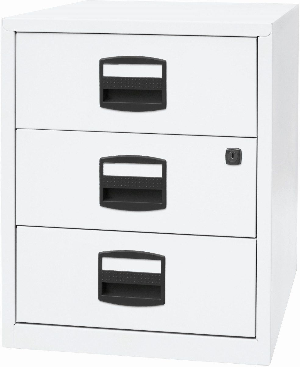 Bisley Home Hängeregisterschrank Schubladenschrank 3 Schübe 1-bahnig verkehrsweiß