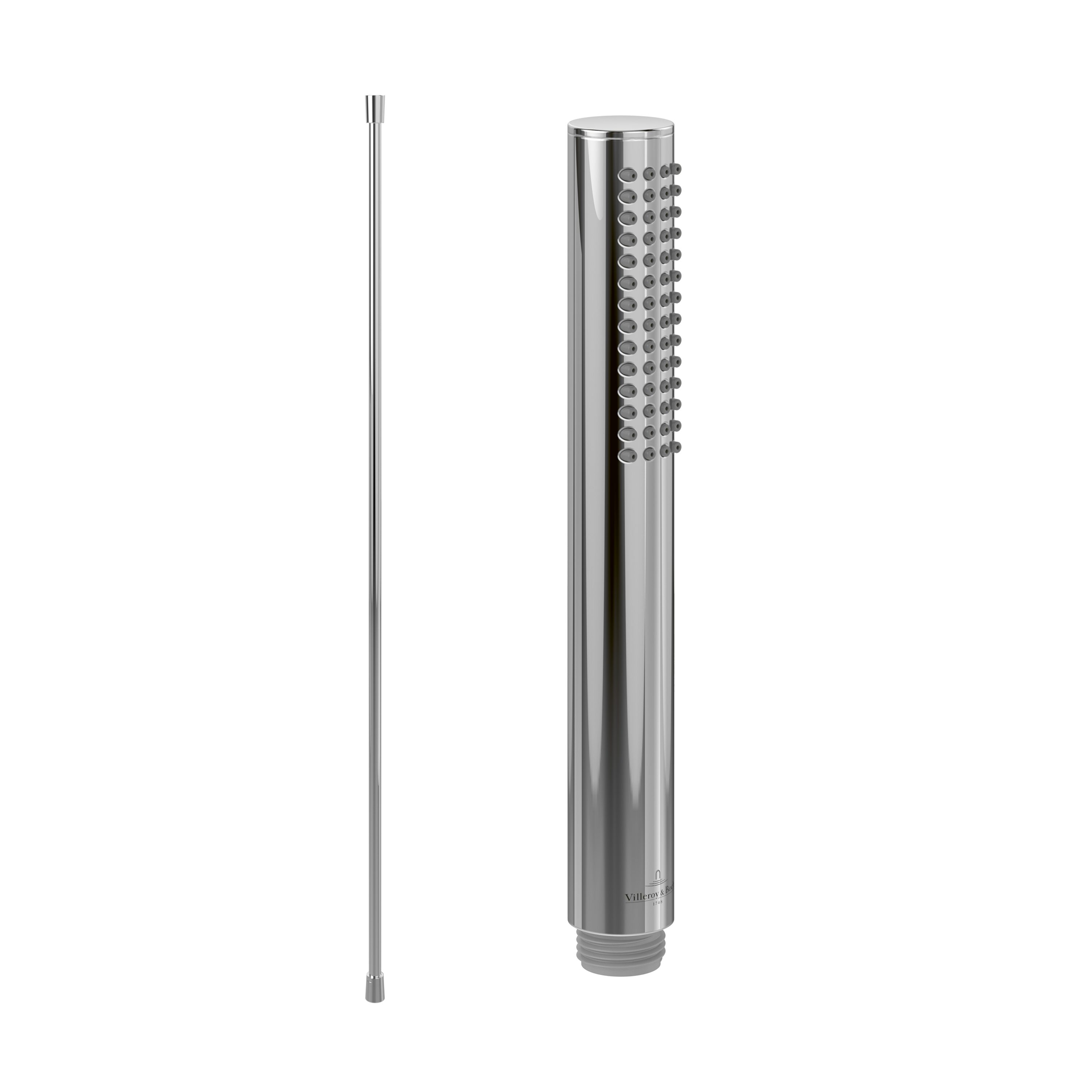 Villeroy & Boch Handbrause Verve Showers, Set aus Duschkopf Stab und Handbrauseschlauch (1,60m), Chrom