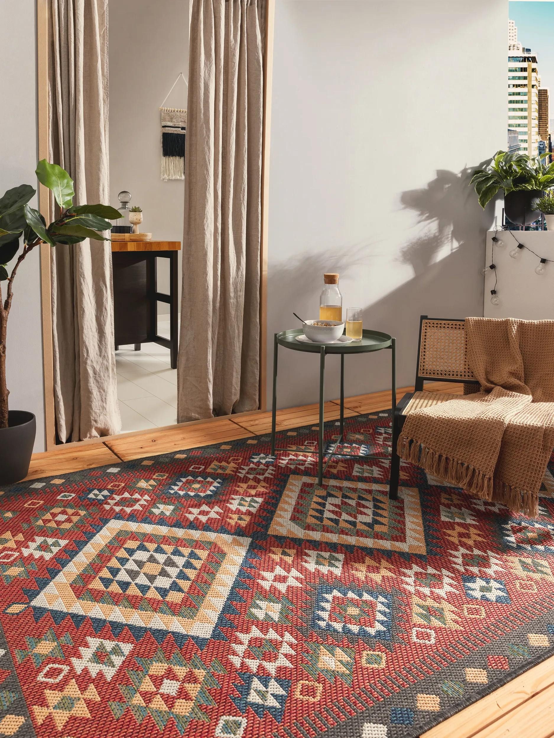 benuta Outdoorteppich Mirena, rechteckig, Höhe: 5 mm, Kunstfaser, Berber, Ethno-Style, Wohnzimmer
