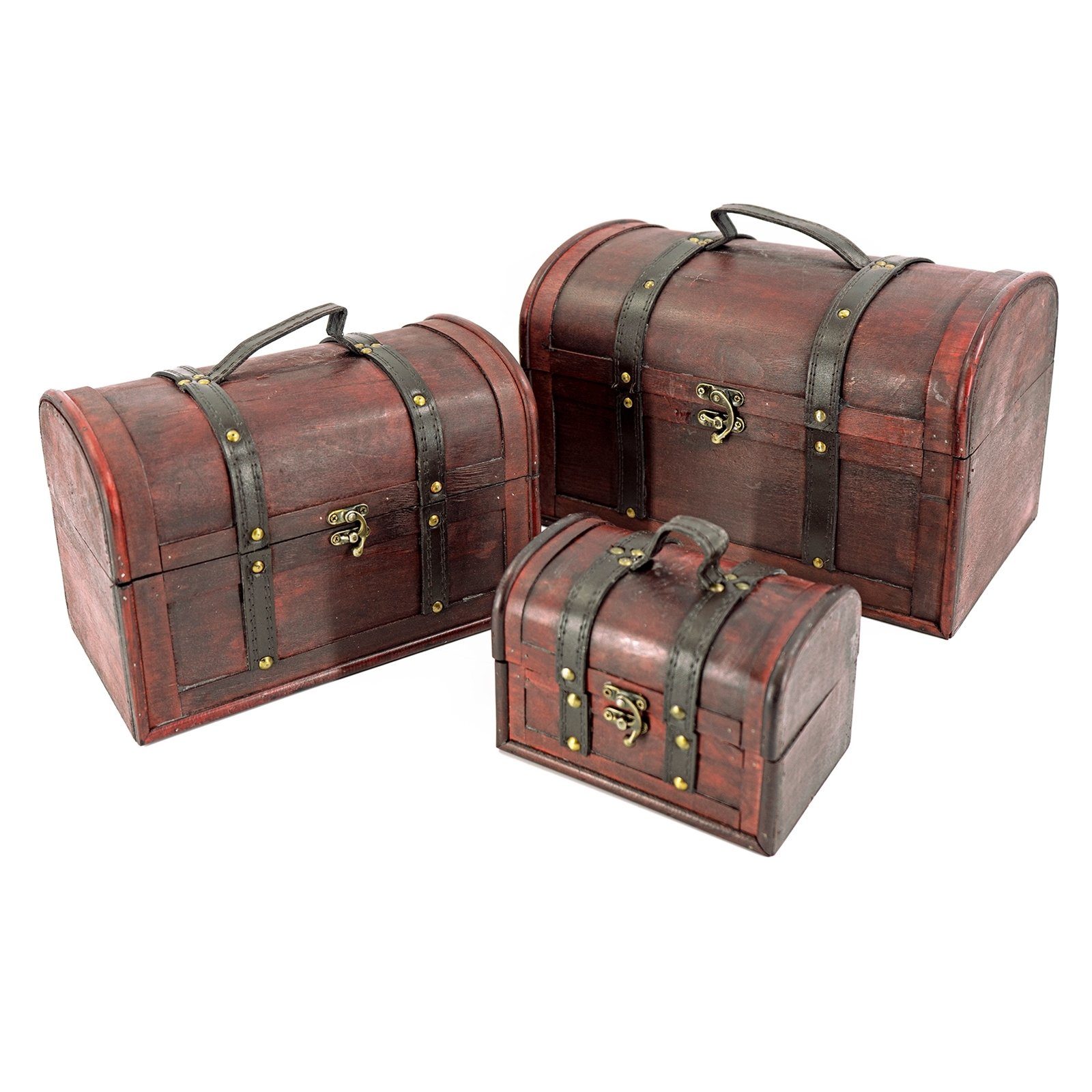 HTI-Living Aufbewahrungsbox »Holztruhen-Set, 3 Stück Rotbraun« (3 Stück