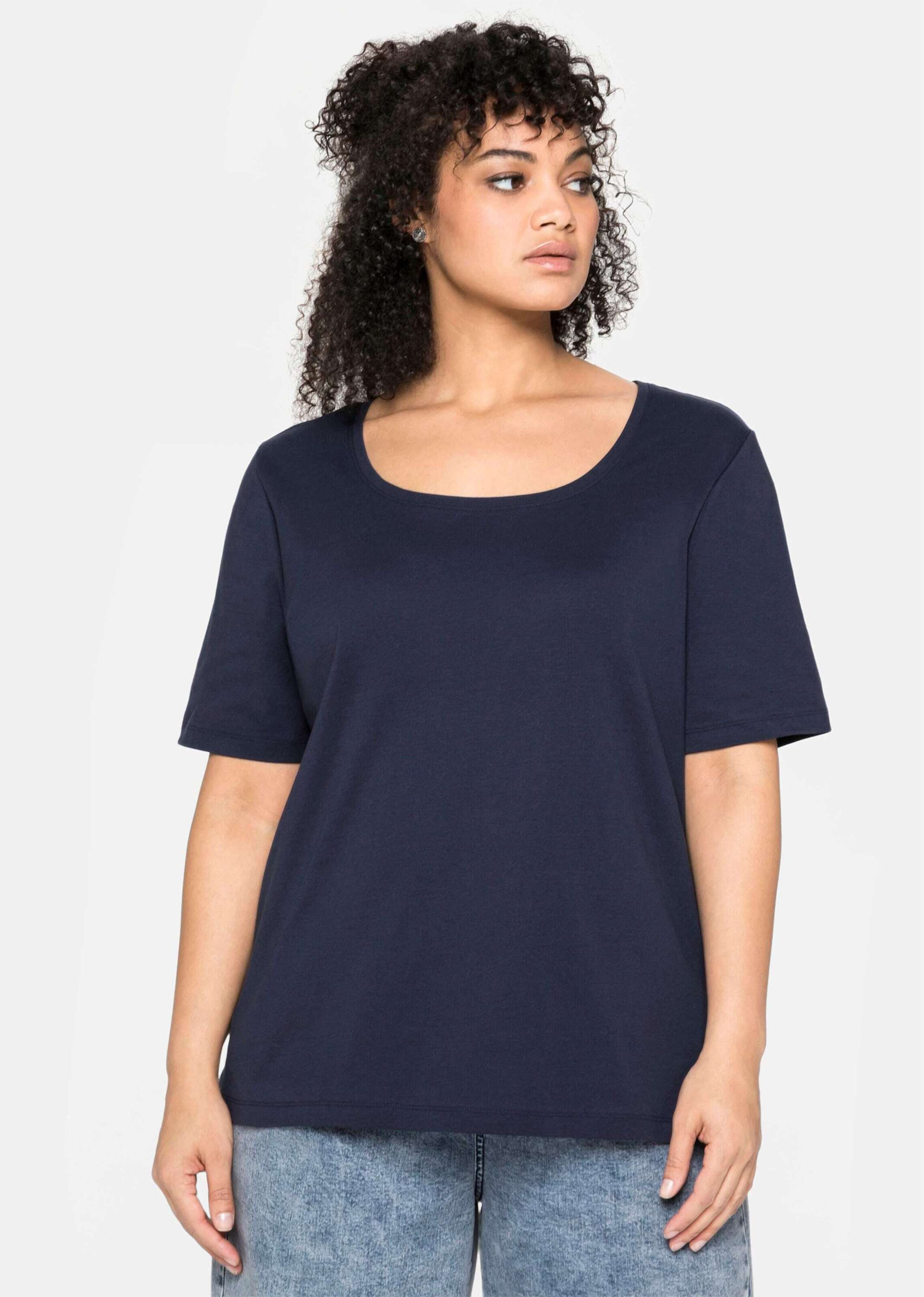 Sheego T-Shirt T-Shirt Kurzarm aus reiner Baumwolle