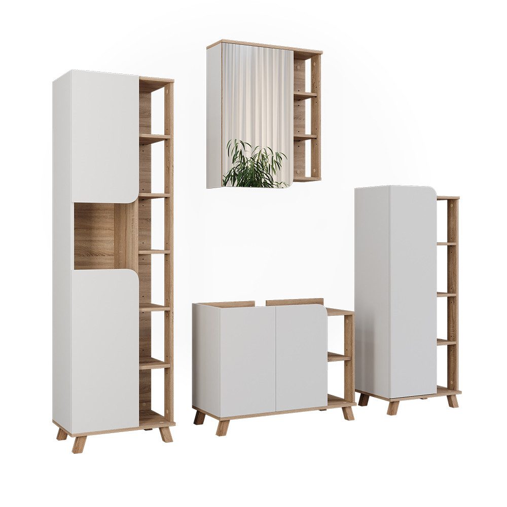 Badmöbel-Set Karen, Sonoma/Weiß, 4 Teile