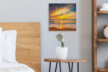 OneMillionCanvasses® Leinwandbild Sonnenuntergang - Strand - Meer - Wolken - Orange, (1 St), Leinwand Bilder für Wohnzimmer Schlafzimmer