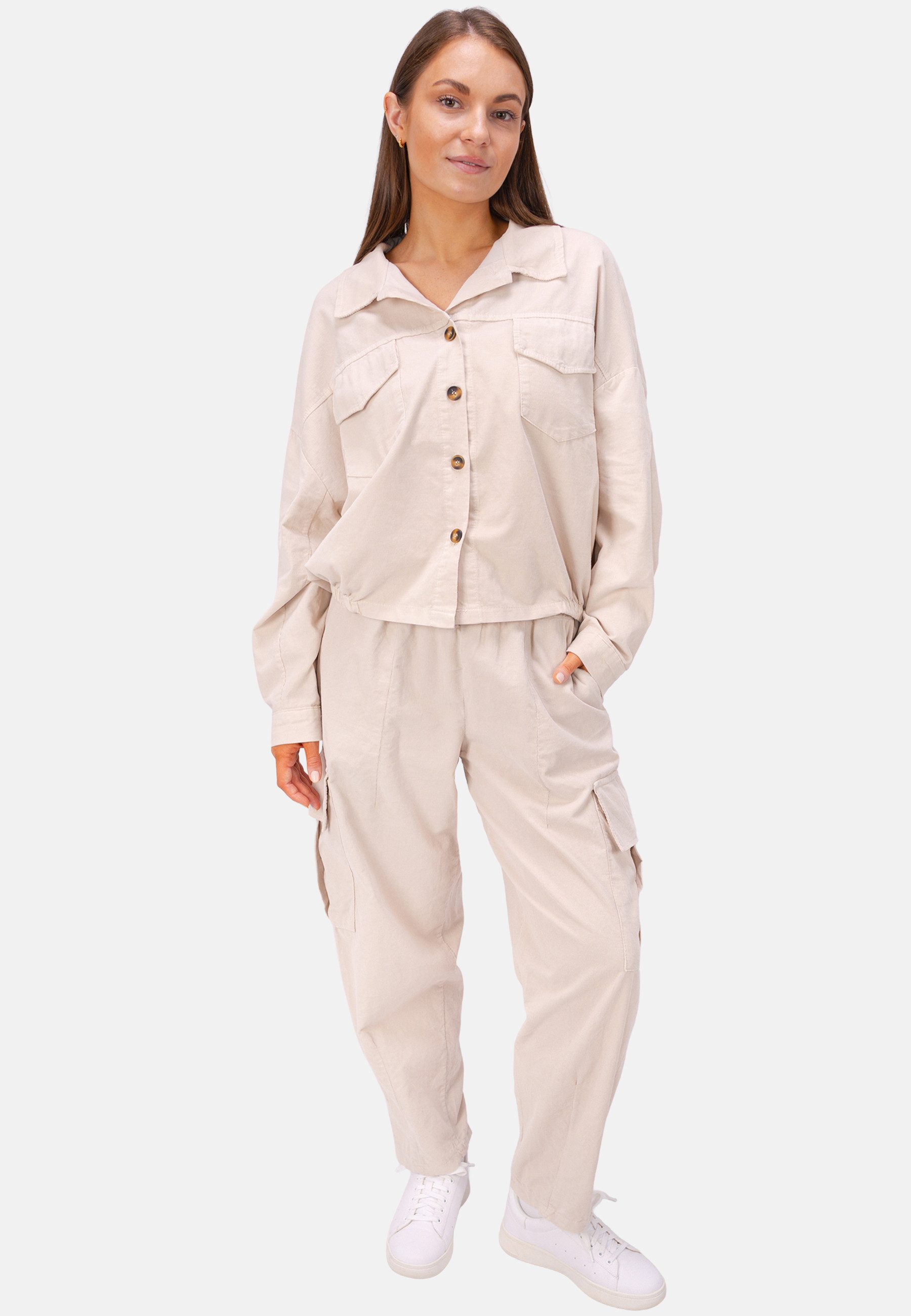 Seasons of April Cordhose MADISON (1-tlg) Cordhose Damen Cargohose Ballonhose Gummibund Baumwolle, Hose Madison