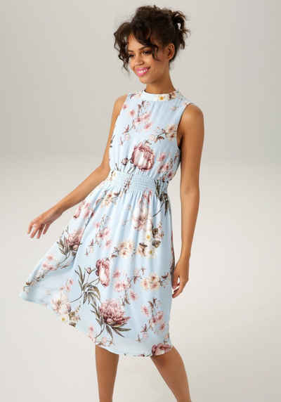 Aniston CASUAL Sommerkleid mit romantischen, pastellfarben Blumen bedruckt