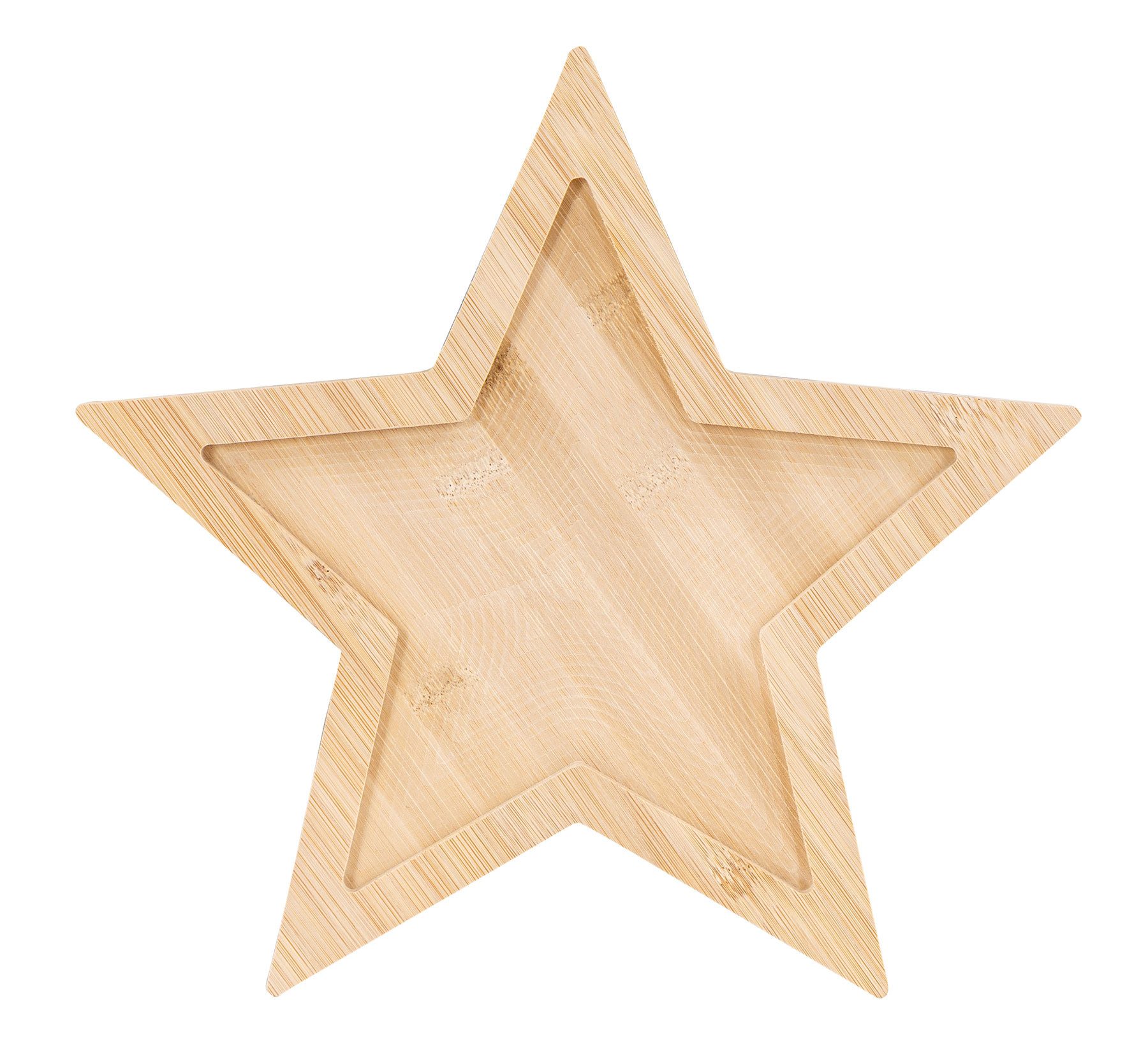 Levandeo® Dekoschale, Holztablett Stern 30cm Bambusholz günstig online kaufen