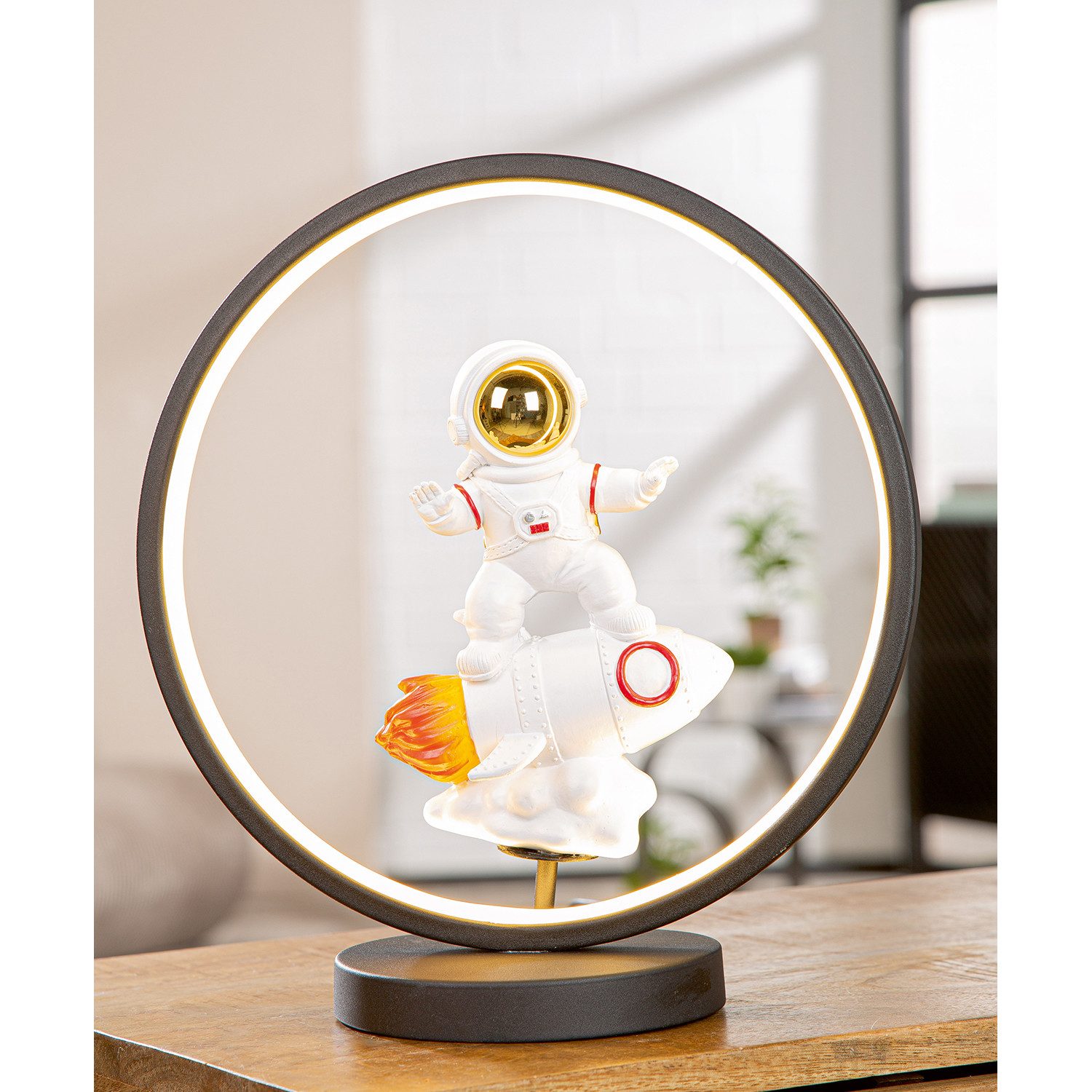 GILDE Tischleuchte ROCKET Leuchte (LED) - schwarz - Kunstharz - Höhe 33cm x Breite 30cm, Tischlampe - Schreibtischlampe - Nachttischlampe