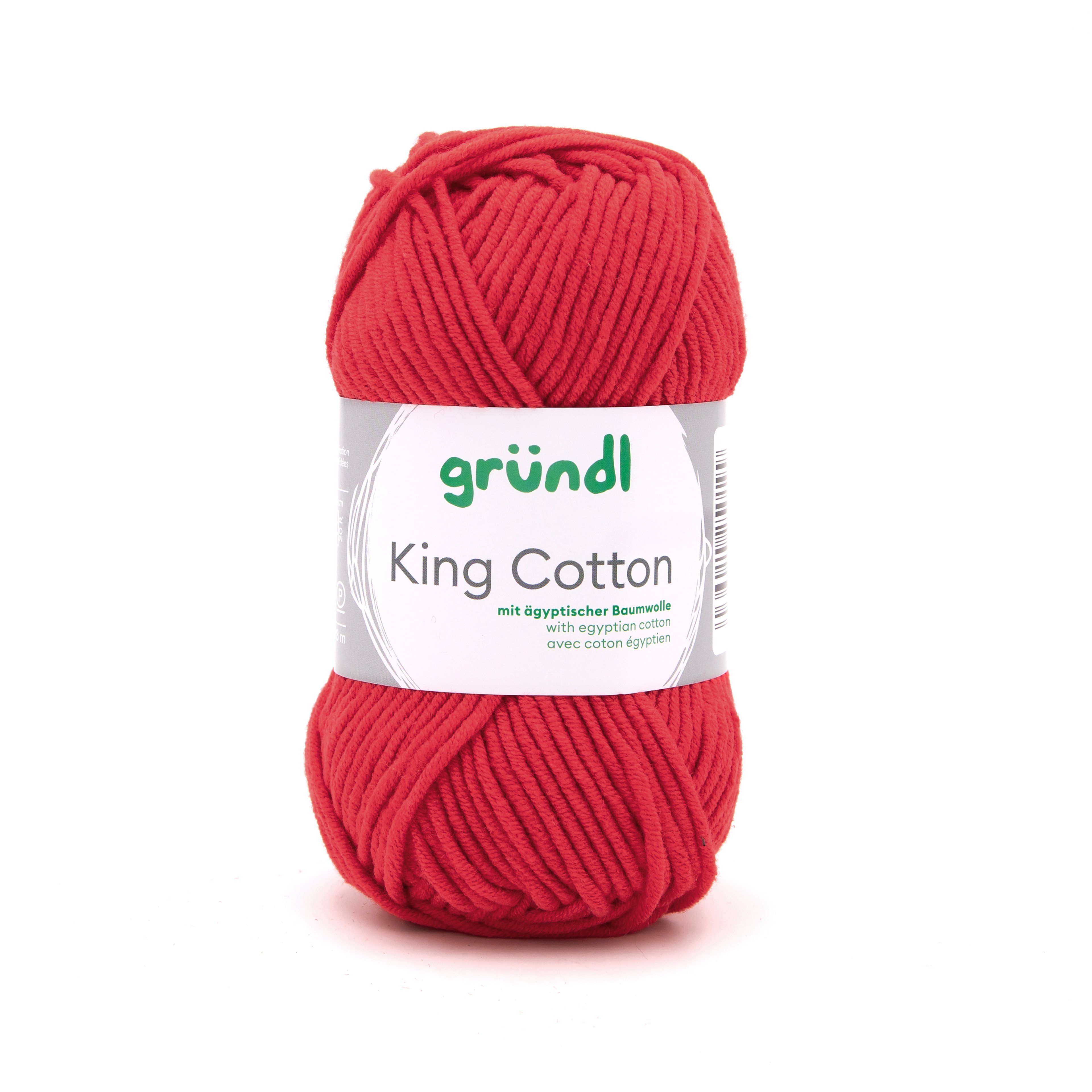 Gründl Wolle King Cotton Baumwollgarn Strickgarn Häkelwolle, 78,00 m (50g Handstrickgarn, Strickwolle, Baumwollmischgarn mit ägyptischer Baumwolle, zum Stricken und Häkeln für Nadelstärke 6 - 7 mm), mit Häkel - Anleitung zum download