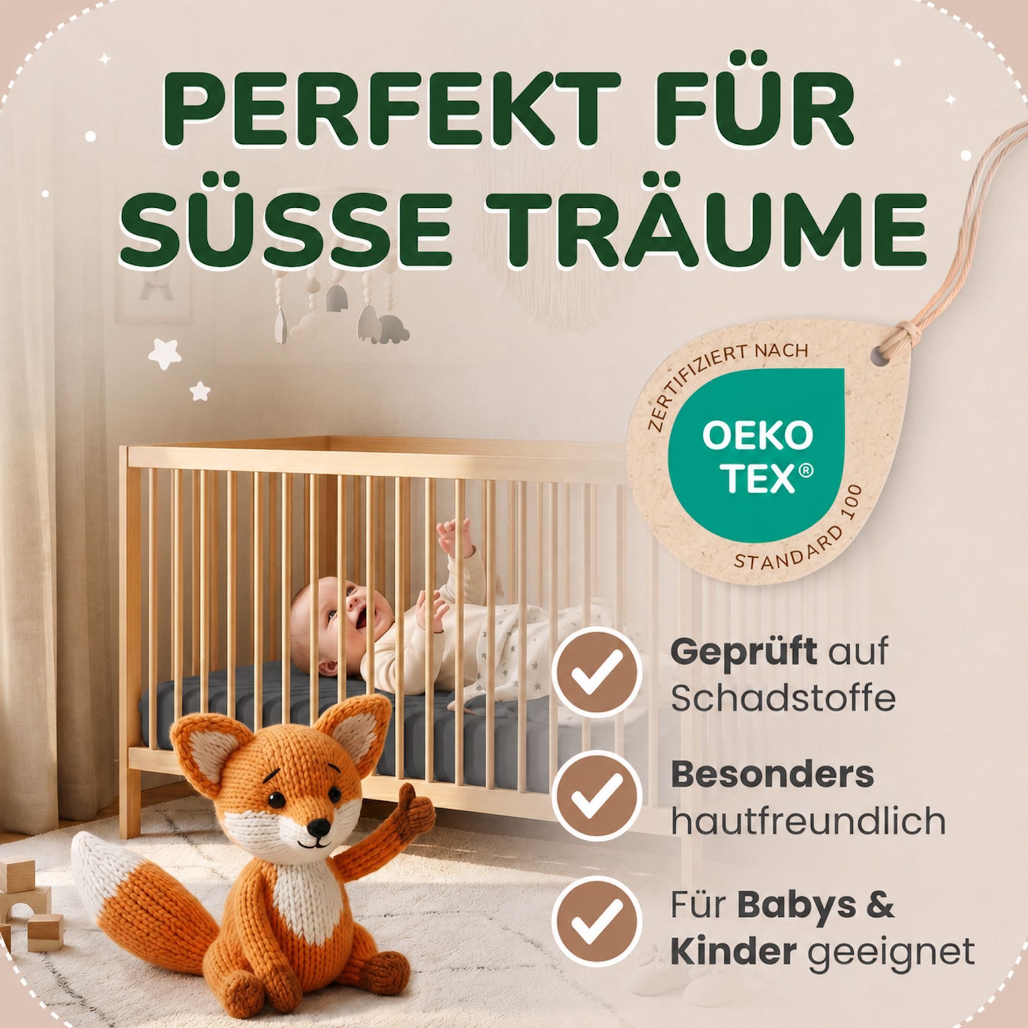 leevitex® Spannbettlaken in verschiedenen Größen und Farben, Jersey aus 100% Baumwolle, Jersey, Gummizug: rundum, (1 Stück), für Kinder- & Standardmatratzen, OE – Bild 2 von 5