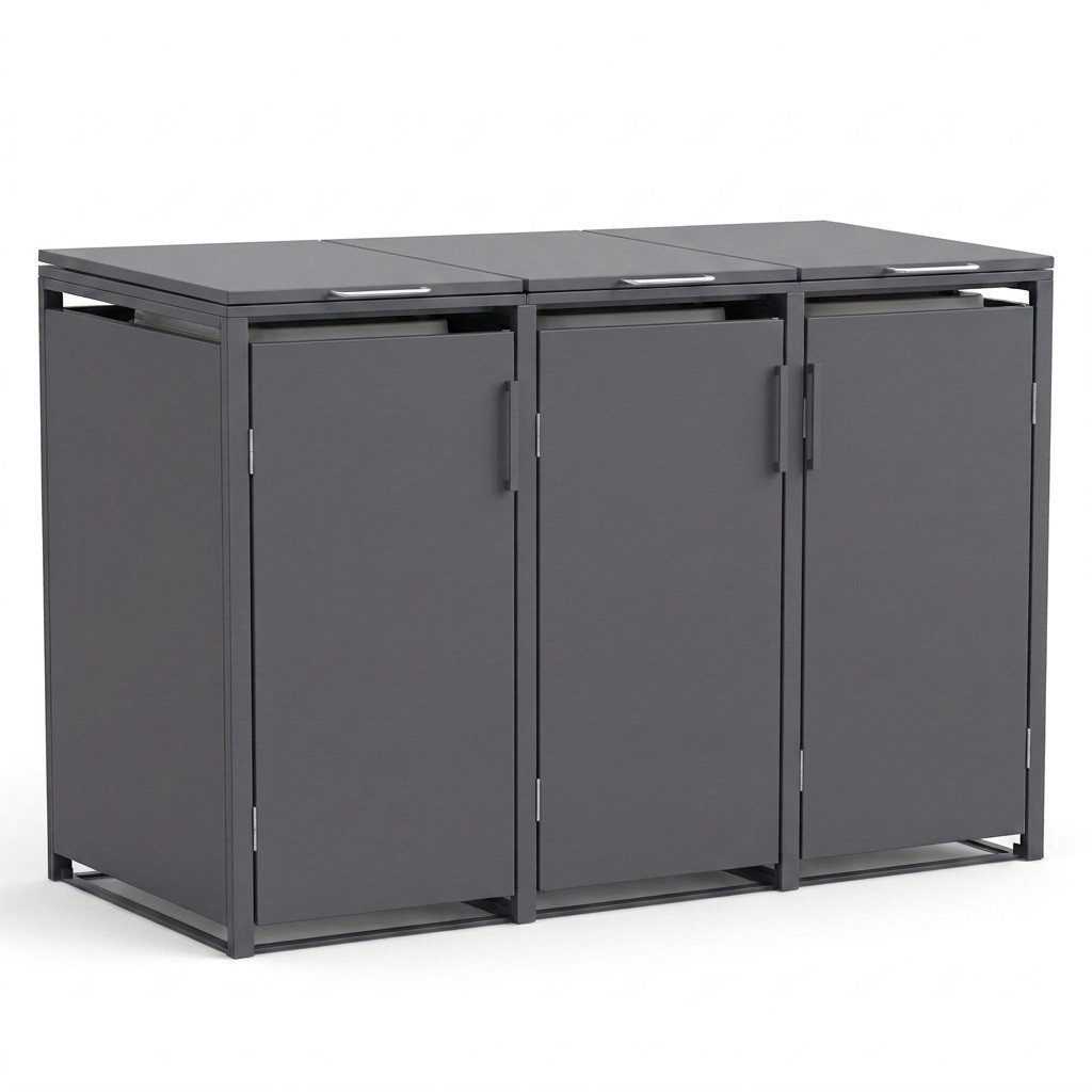 INTERGARDEN Mülltonnenbox Mülltonnenbox 3er, 120/240 Liter, aus Stahl, Anthrazit