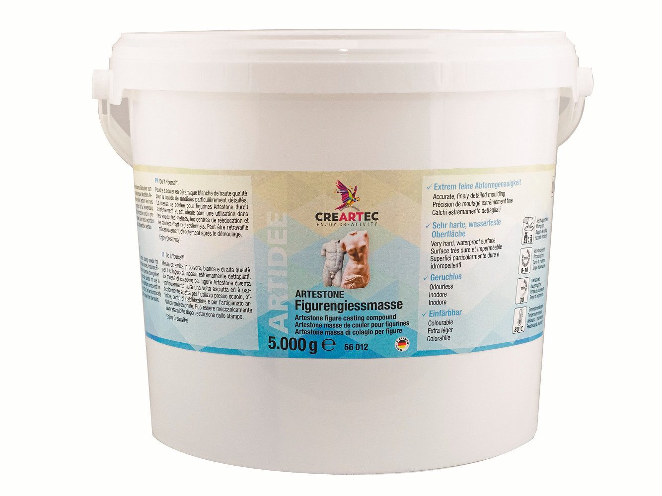 CREARTEC Modelliermasse Artidee Figurengießmasse - 5kg, zum Kreieren von Skulpturen und Dekorationen - Made in Germany