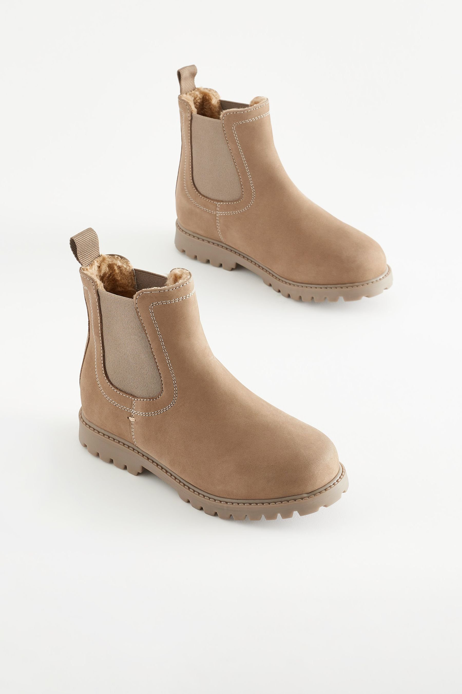 Next Chelsea Boots aus Leder Natural (1-tlg) Stone mit Stiefel Thinsulate™-Futter