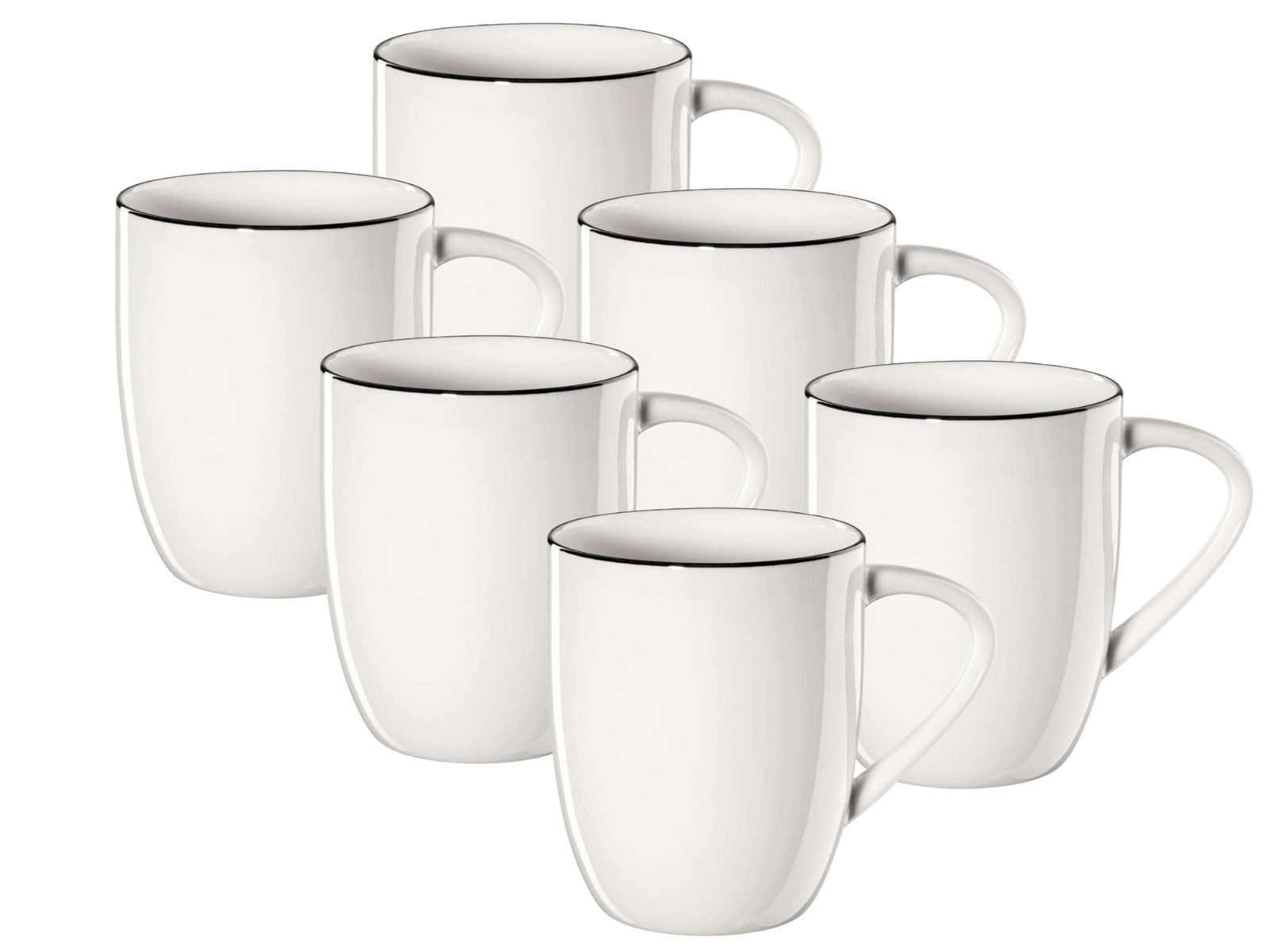 ASA SELECTION Geschirr-Set Selection à table ligne noire Henkelbecher 0,35l Set6 (6-tlg), Fine China