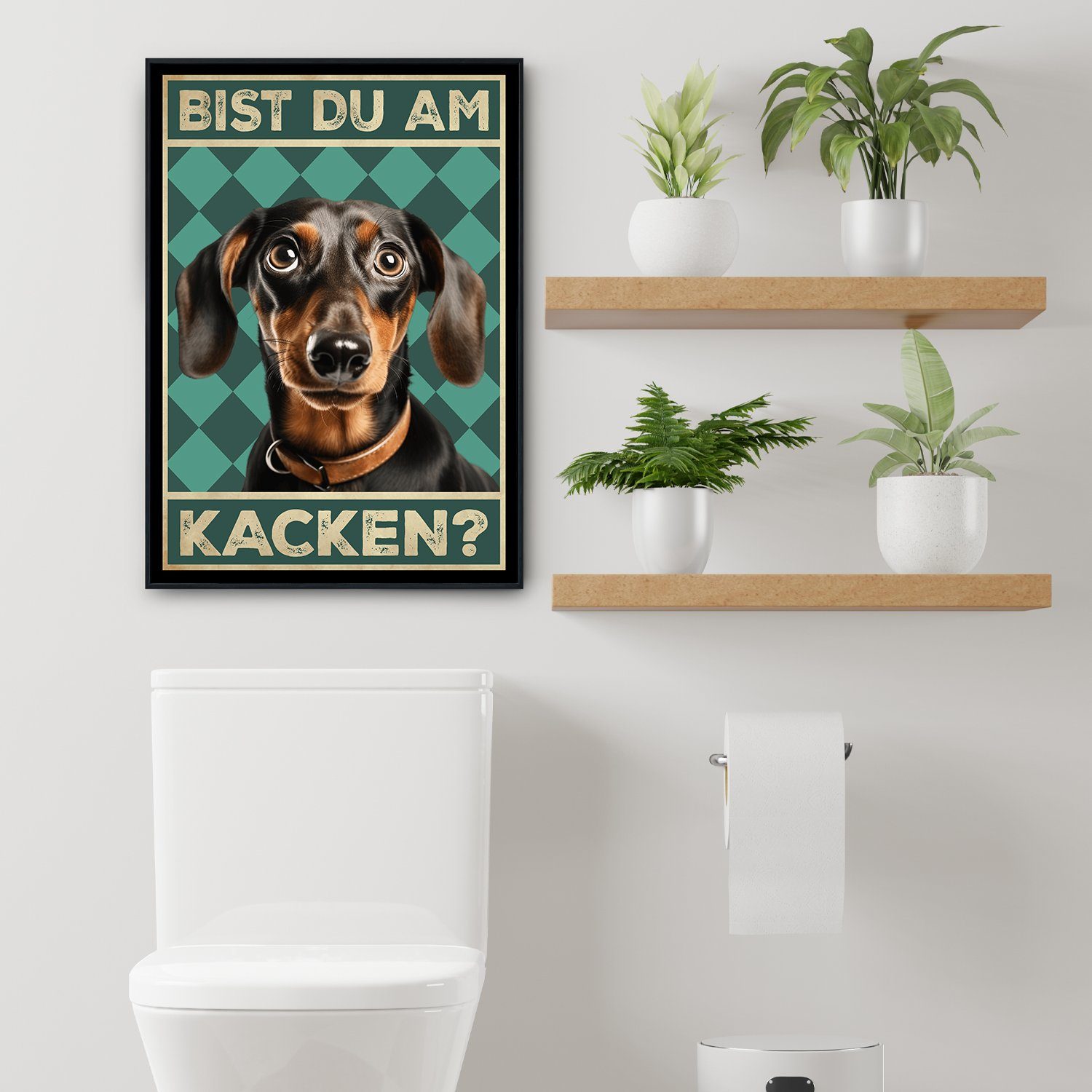 Tigerlino Poster Bist du am Kacken? Hunde Wandbild DIN A4 Gästebad Badezimm günstig online kaufen