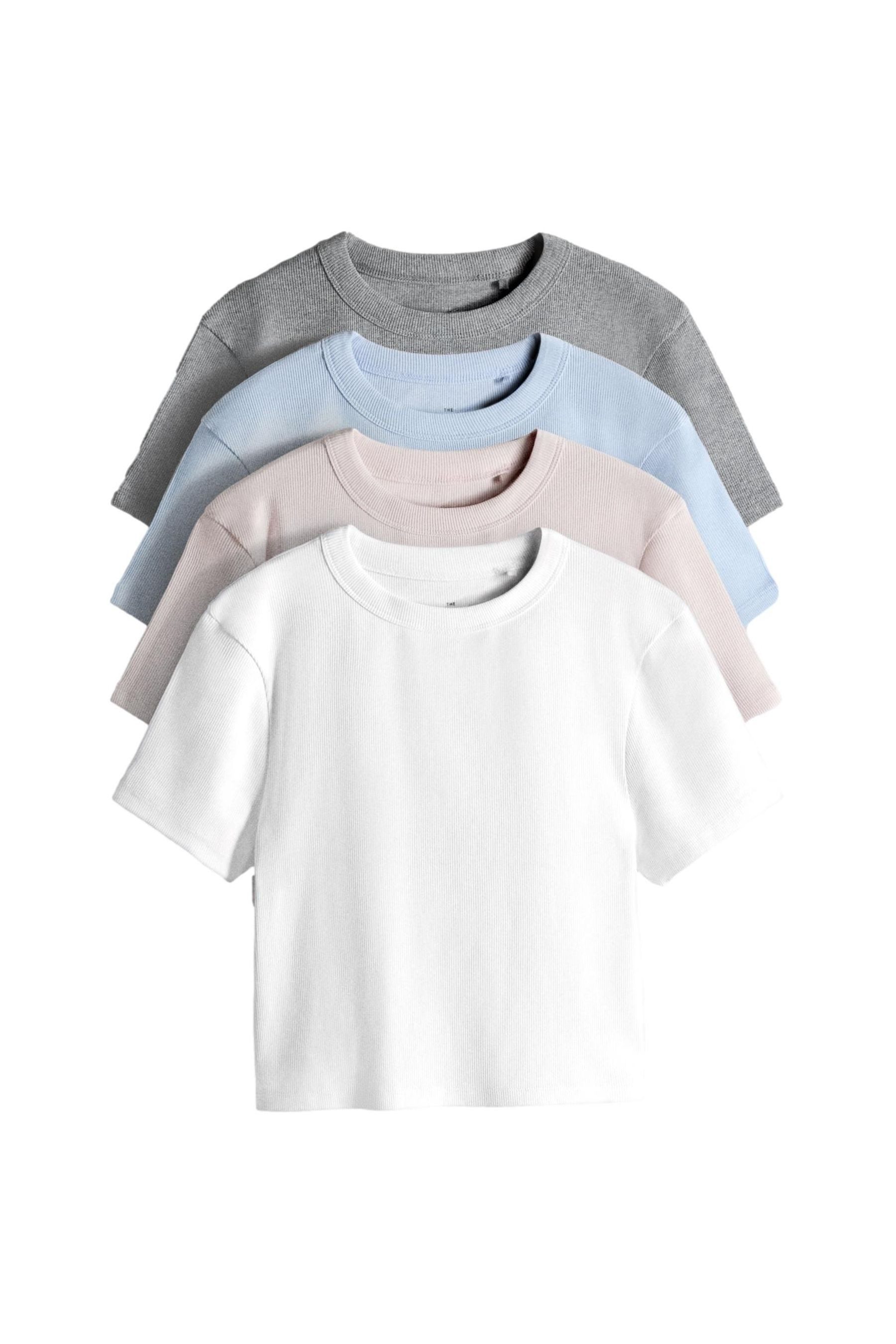 T-Shirt 4er-Pack The Set Gerippte, enge Cropped-T-Shirts