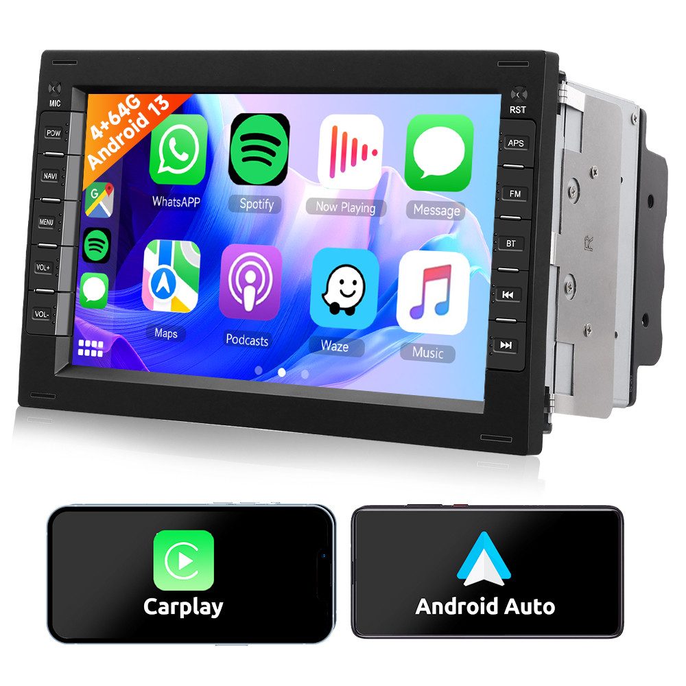 Android 13 2 Din 8" Autoradio mit Navi für VW,mit Carplay Android Auto Autoradio