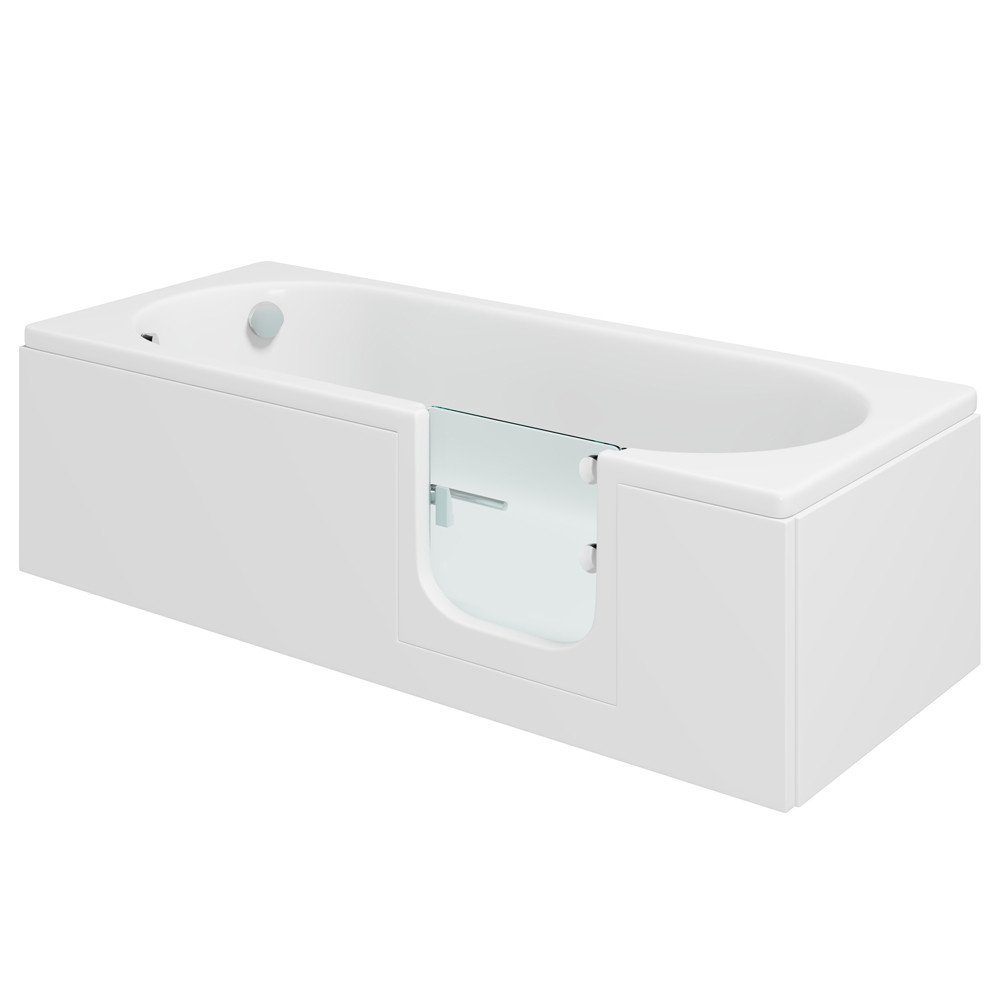 Dusche-24 Badewanne Badewanne mit Tür HOCASCADE 150x70 cm od. 170x70 cm mit Tür inkl. Schürze und Ablauf
