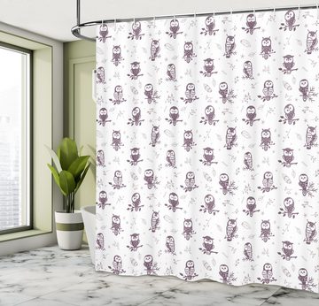 Abakuhaus Duschvorhang Moderner Digitaldruck mit 12 Haken auf Stoff Wasser Resistent Breite 175 cm, Höhe 180 cm, Tier Eulen auf dem Ast
