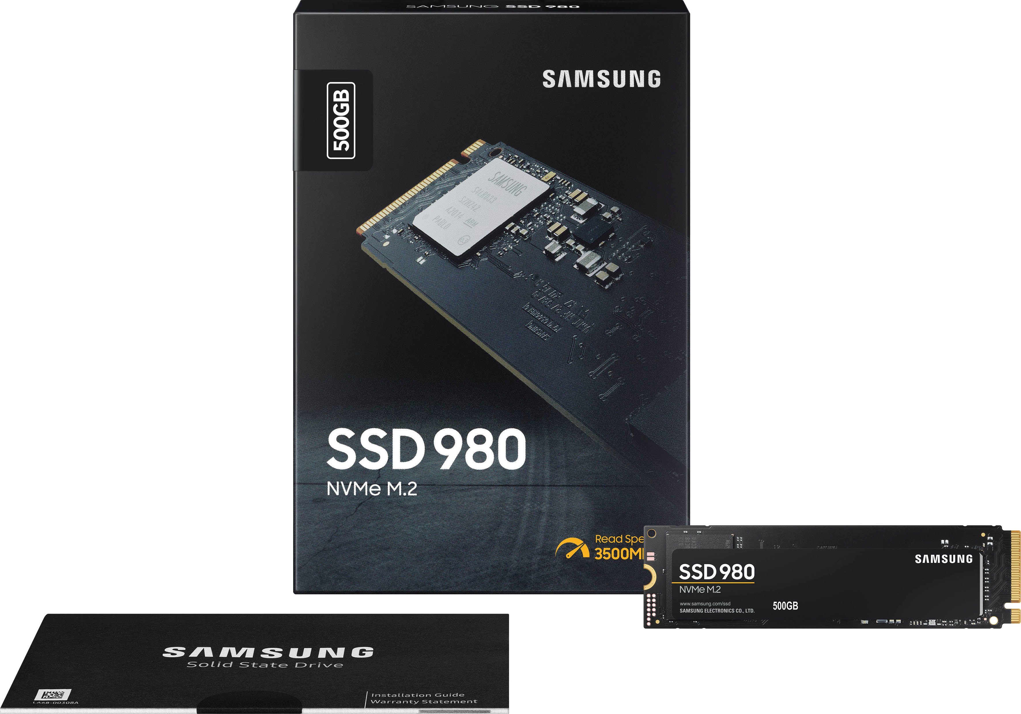 interne SSD MB/S 980 Samsung (500 MB/S 2600 Schreibgeschwindigkeit, SSD NVMe GB) Lesegeschwindigkeit, 3100