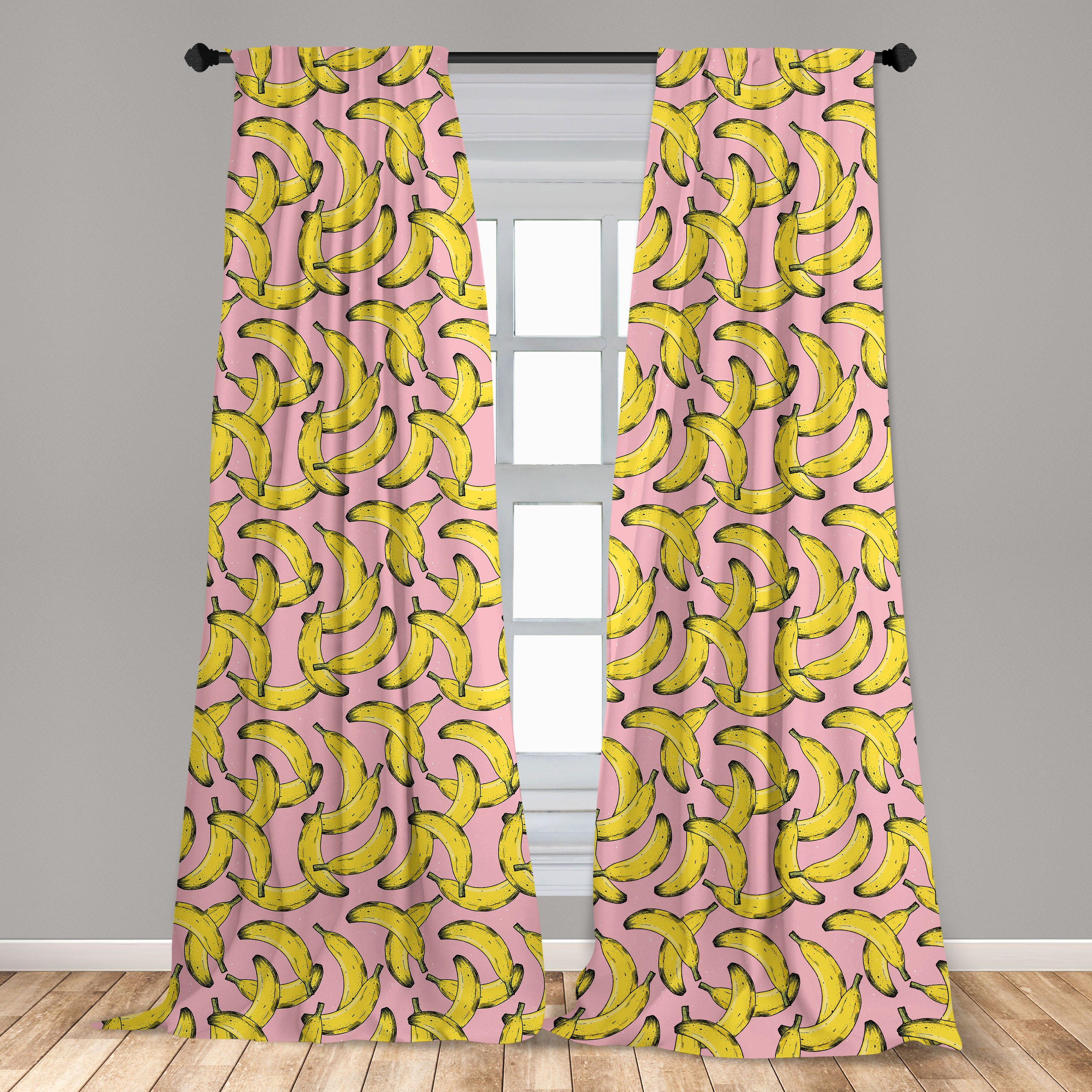 Dekor, Banane Vorhang Fun Microfaser, Wohnzimmer für Abakuhaus, Gardine Pop-Muster Schlafzimmer Fruit