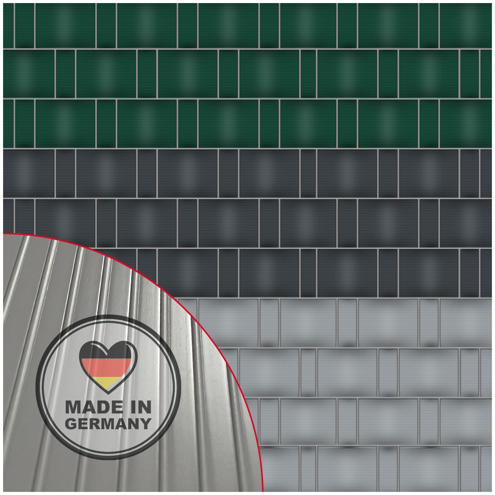 NOOR Sichtschutzstreifen PP PRO extra stark - für Doppelstabmattenzaun, - gerillt - 0,19 x 2,55m - langlebig