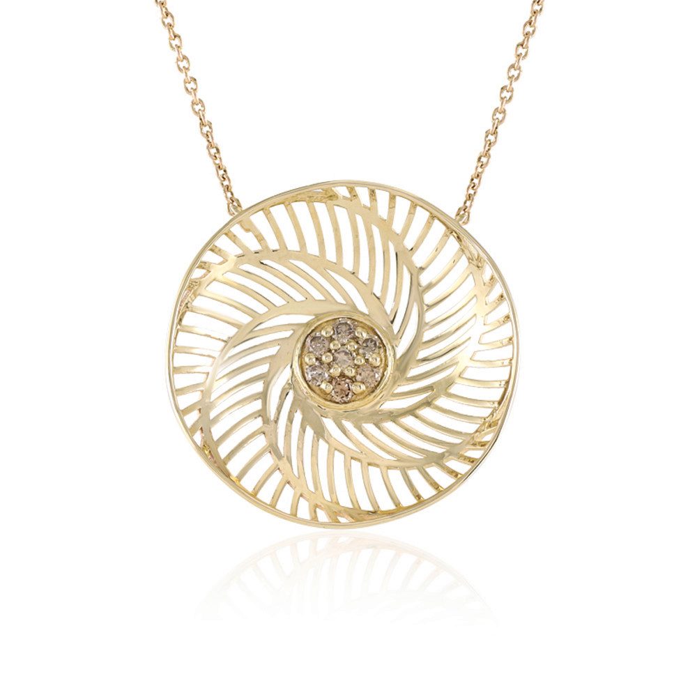 Cavill Goldkette Cavill 9K Gelbgold Collier mit 7 Champagner Diamanten 0,16 ct (1-tlg)