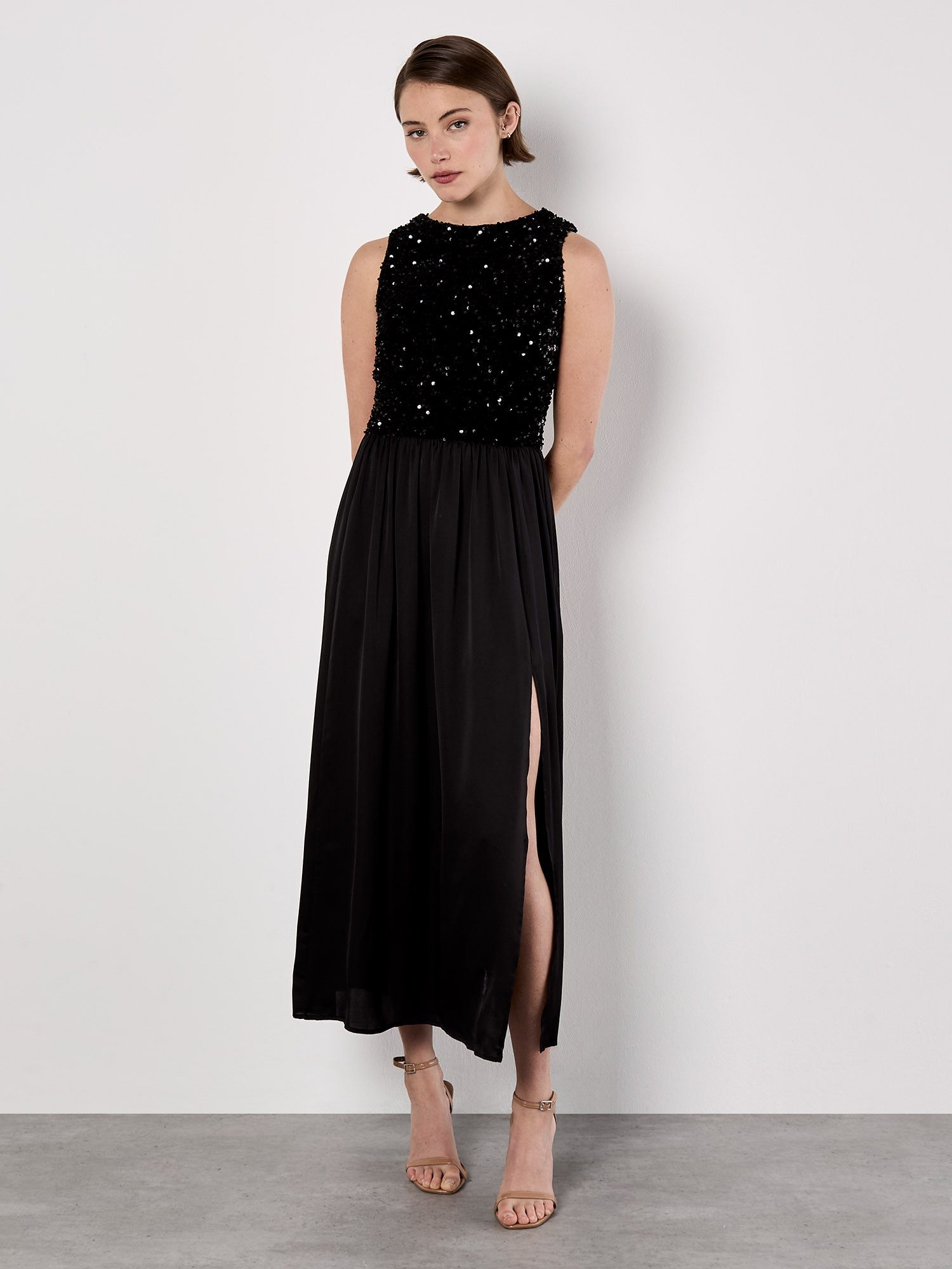 Apricot Partykleid Midikleid mit Pailletten