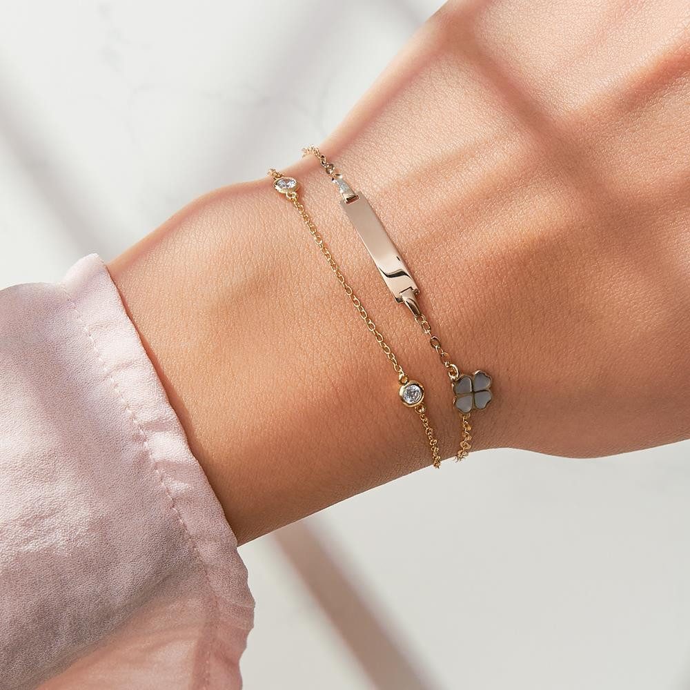 JEWLIX Goldarmband ID Armband 14K Gold mit Kleeblatt von JEWLIX
