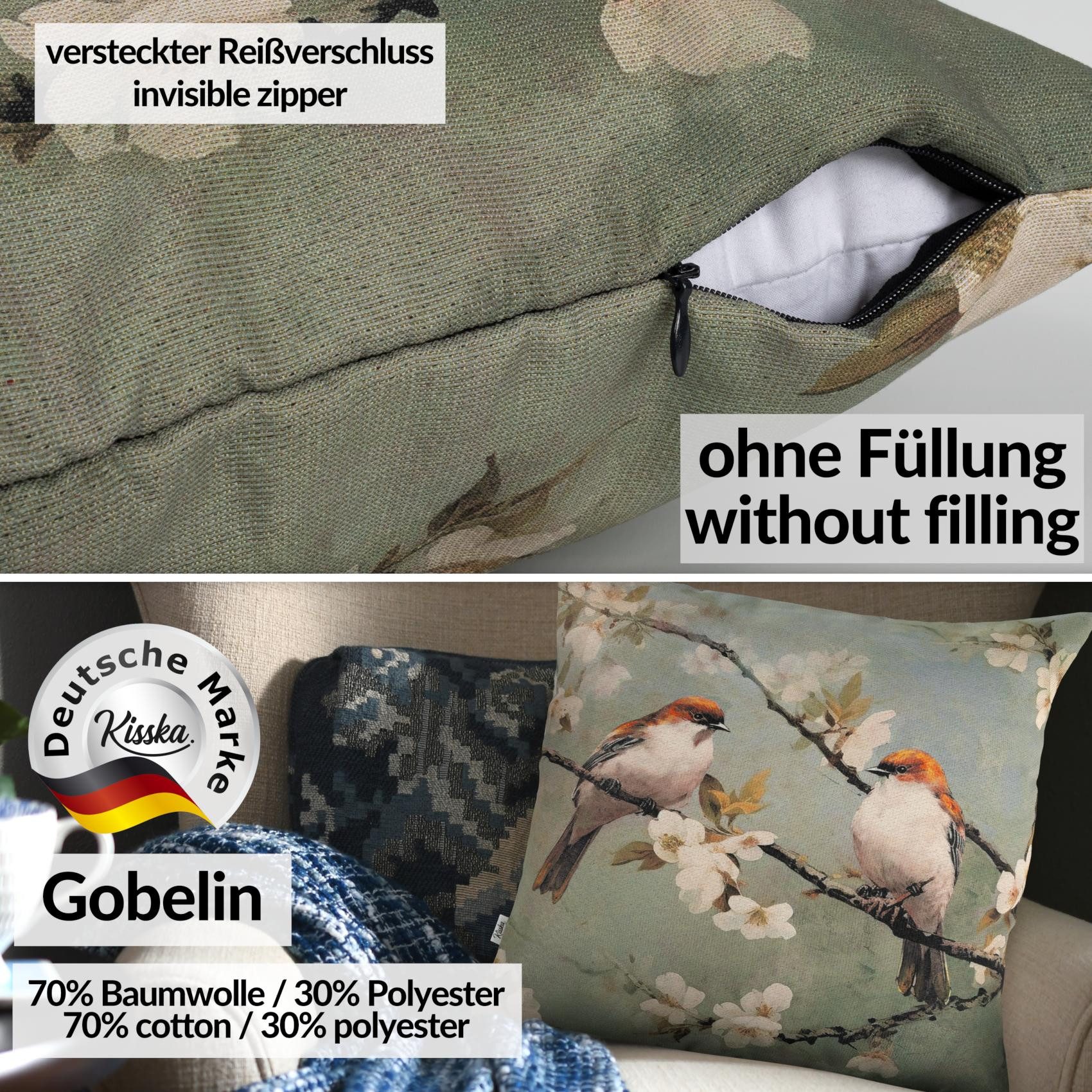 Kisska Dekokissen Designer Kissenbezug Modern-Zierkissen Hochwertig, Robin Kissenhülle in 40x40cm ohne Füllung Gobelin Pop Art