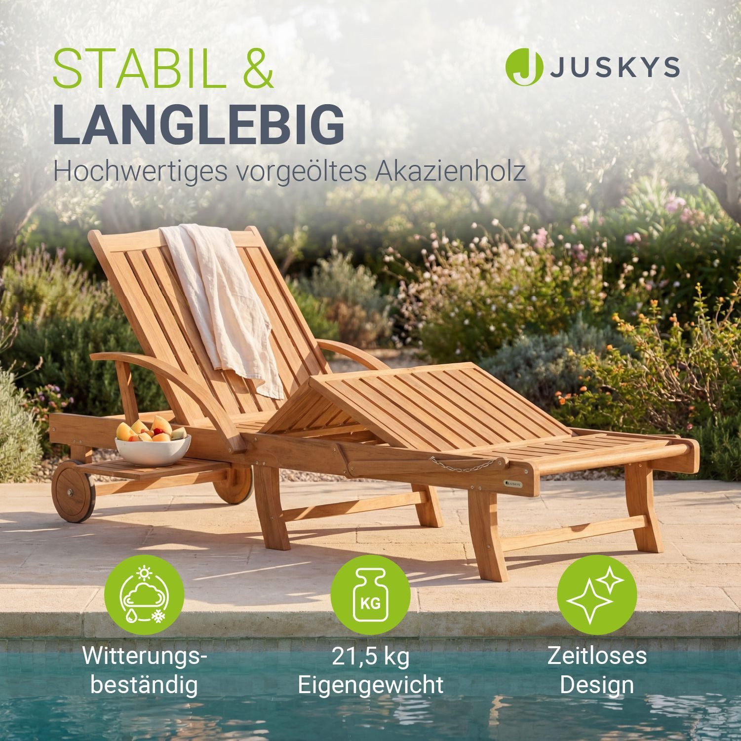 Juskys Multifunktionsliege SunScape, 1 St., 4-fach verstellbare Rückenlehne, 3-fach verstellbare Beinablage