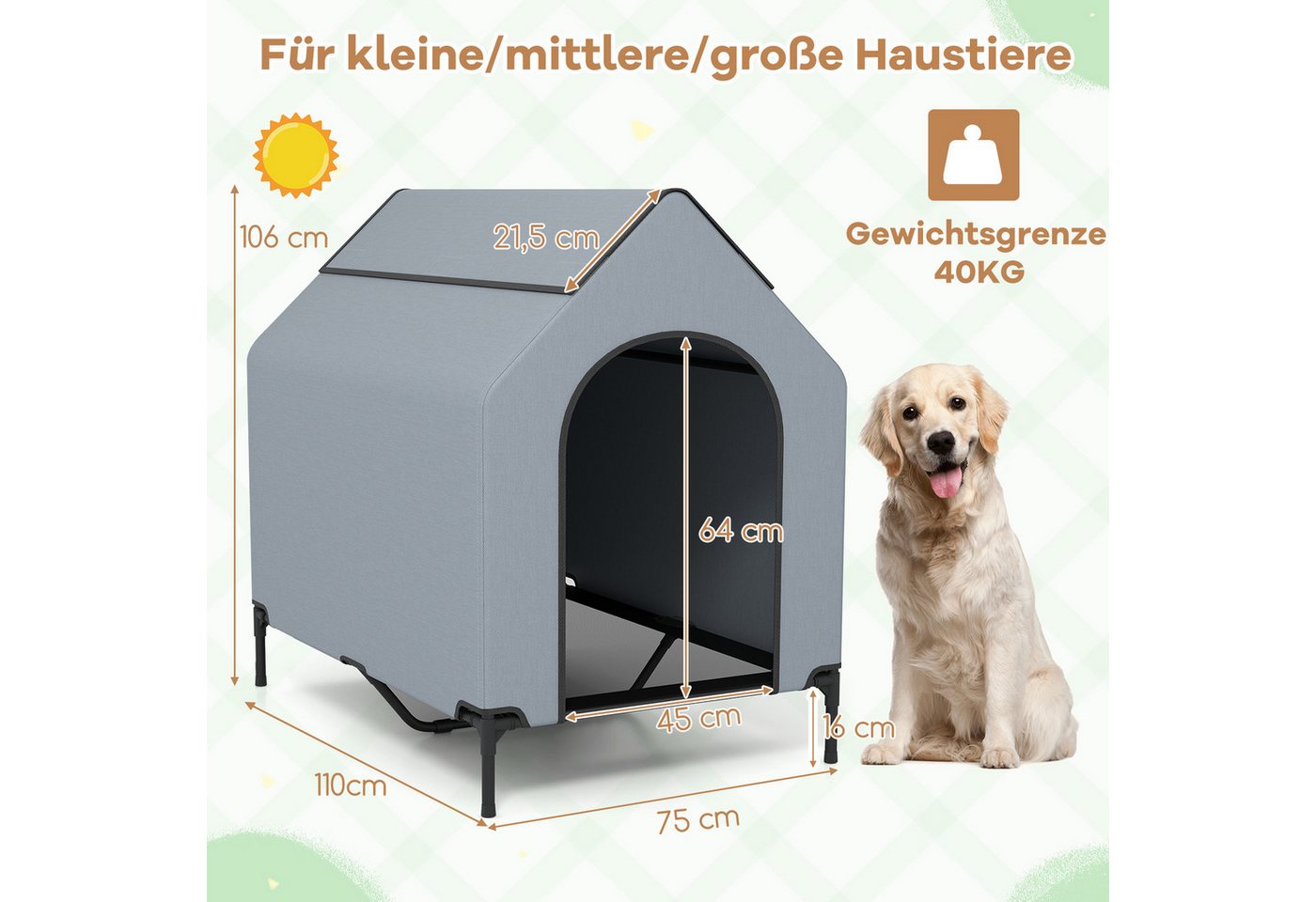 Thumbnail - KOMFOTTEU Hundehütte, Hundebett aus Netzgewebe