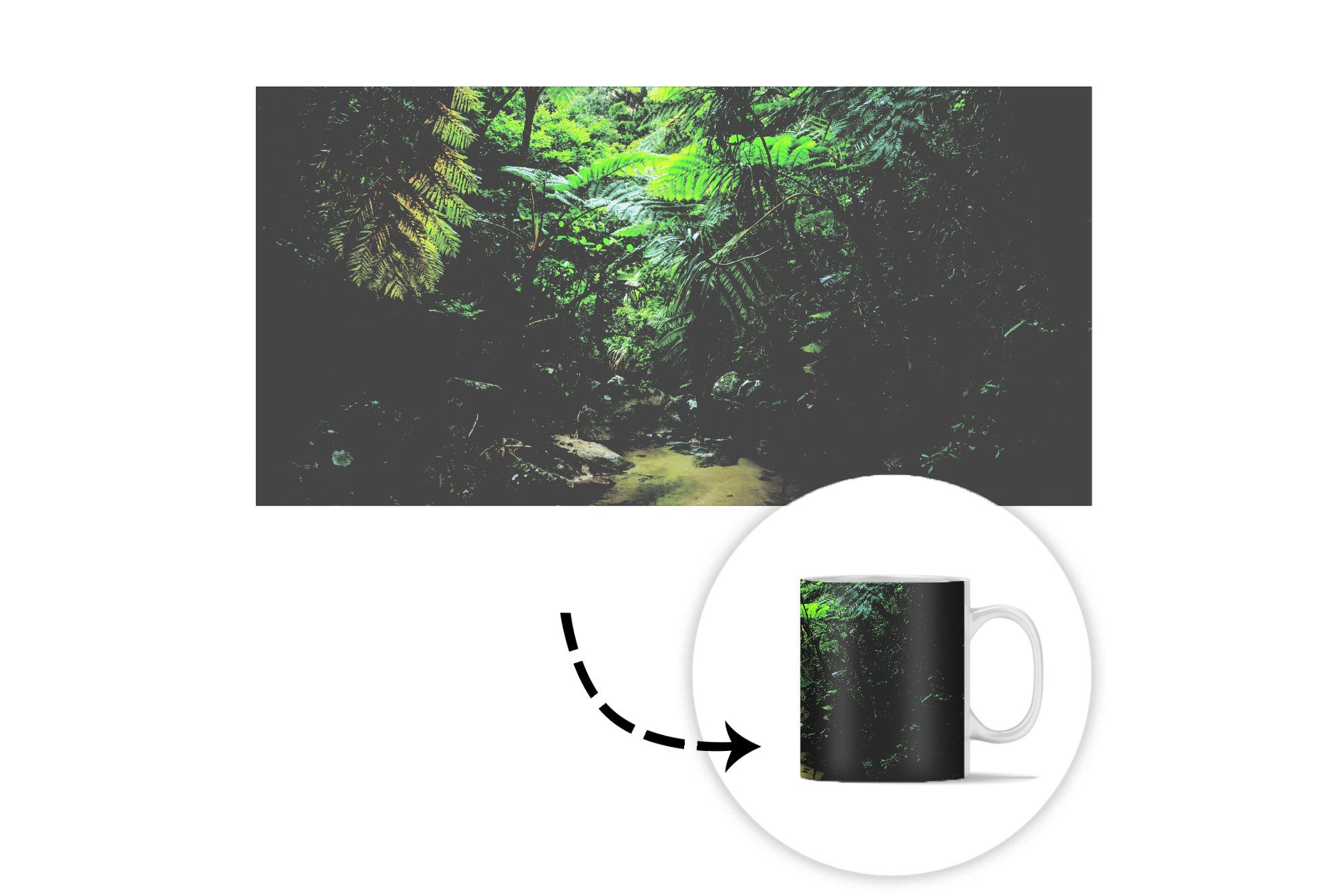 Fluss Teetasse, Dschungel, Kaffeetassen, tropischen Keramik, im MuchoWow Geschenk Becher, Teetasse, Tasse