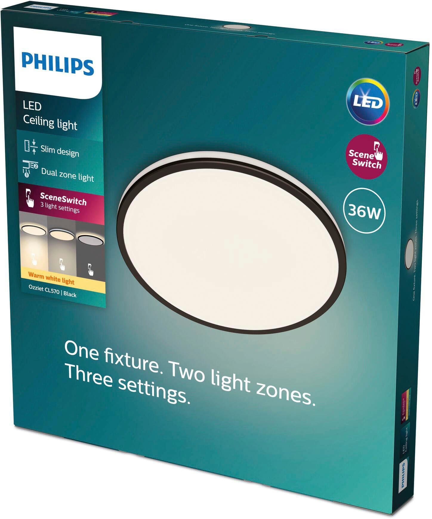 integriert, LED Warmweiß fest LED Philips Dimmfunktion, Deckenleuchte Ozziet,