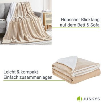 Tagesdecke Fleecedecke 150x200 cm, Juskys, doppelseitige Decke, mit Sherpa und Fleece, kuschelig und weich